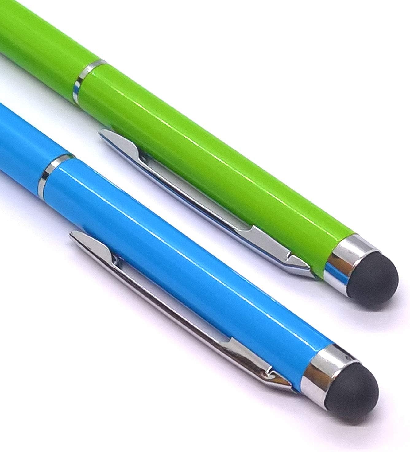 Paquete de 2 lápices táctiles universales 2 en 1 para dispositivos Android, teléfono móvil, teléfono celular, tableta, iPad, iPhone (azul y verde)