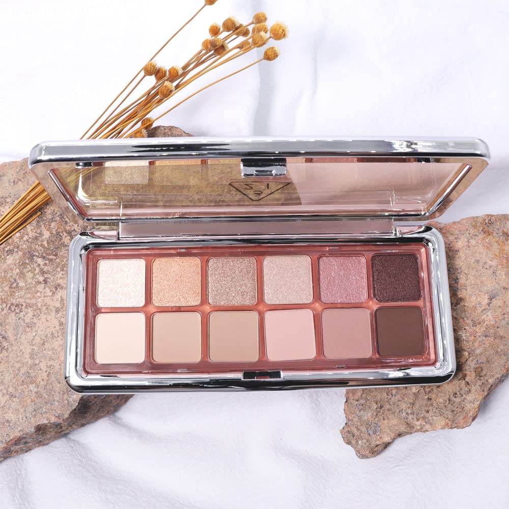 AMY’S DIARY Paleta de sombras de ojos marrón rosa de 12 colores, alta pigmentación, mezclable, paleta de ojos neutros de larga duración (3)