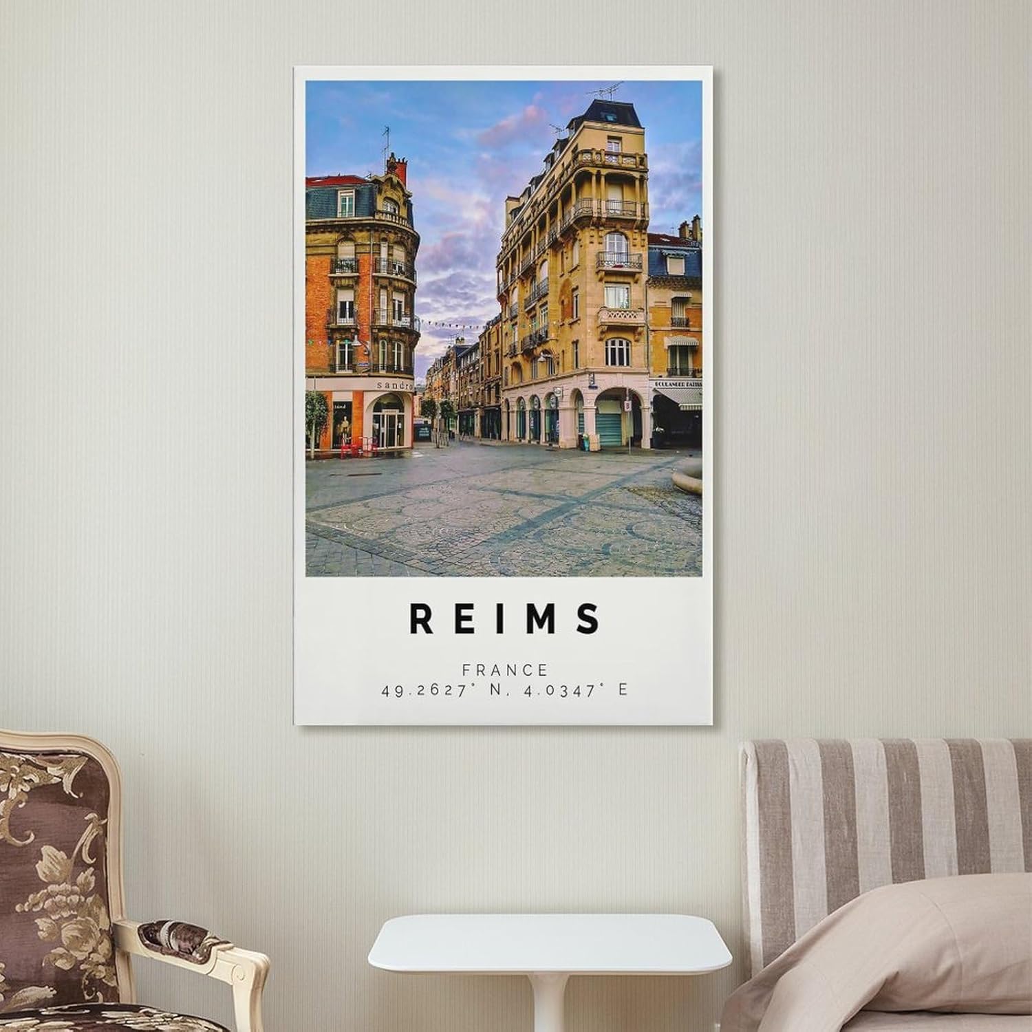 Reims Poster Bunter Druck, Reims Wandkunst, Reims Foto Dekor, Reims Geschenk Reisedruck, Poster for Room Aesthetics Canvas Wall Art Poster And Print
