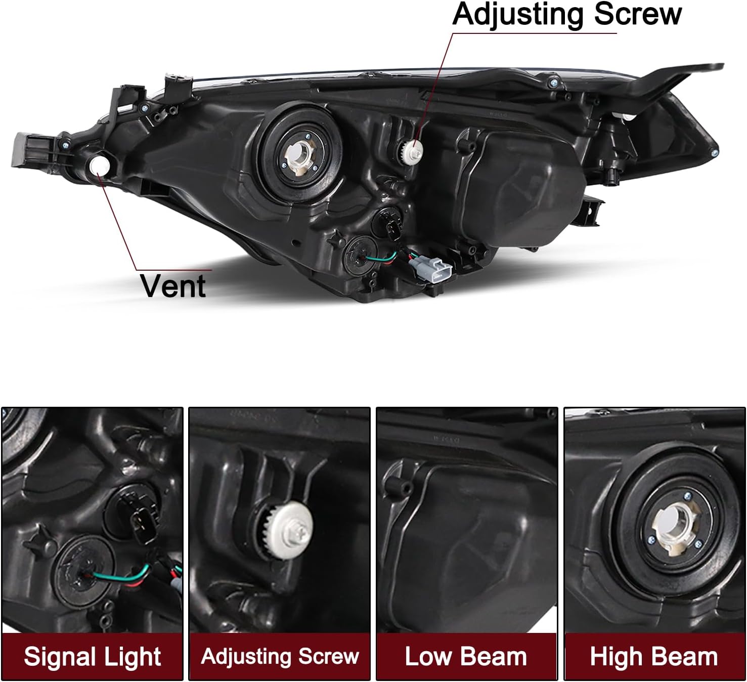 JSBOYAT Repuesto de montaje de faros delanteros para Toyota Corolla BaseCECLE EcoLELS PlusSEdición especial Sedan 4 puertas LED lado del conductor y