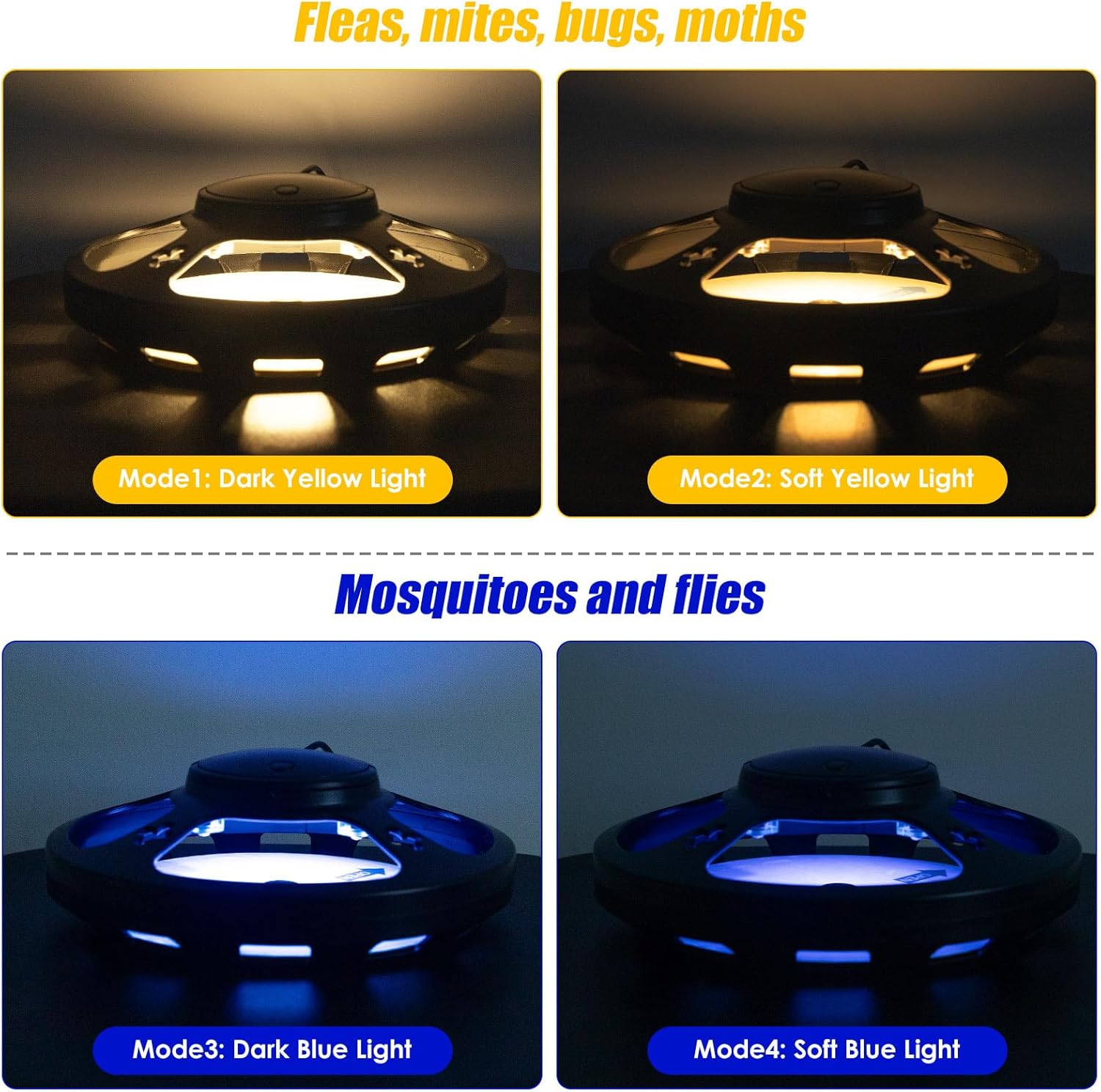 Paquete de 2 trampas para pulgas para el interior de tu hogar, trampa de mosquitos para casa, luz nocturna UV, atrapador de insectos con 10 trampas
