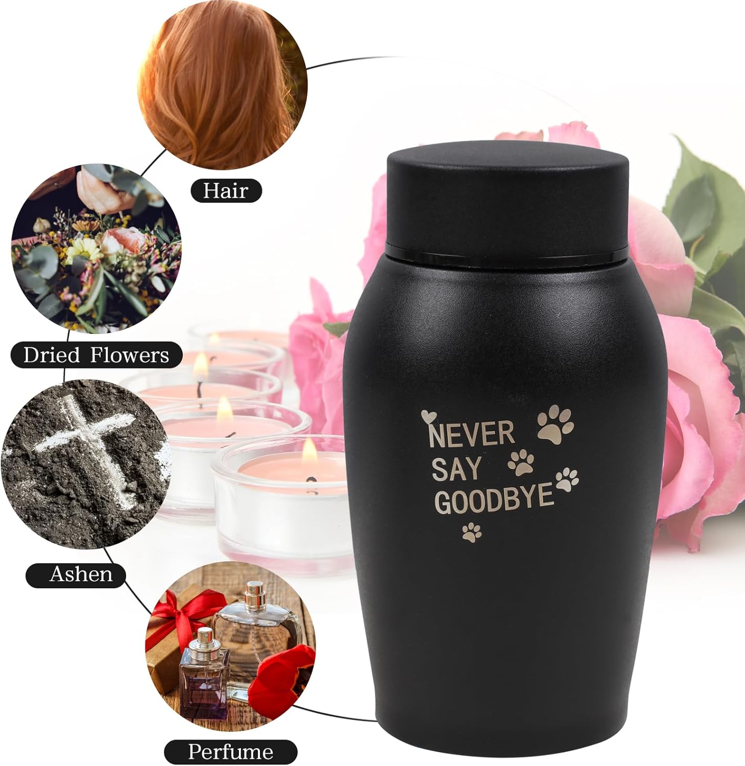 Urnas pequeñas de 5.3 pulgadas para cenizas humanas, urnas decorativas de recuerdo de acero inoxidable para cenizas humanas, urnas de cremación