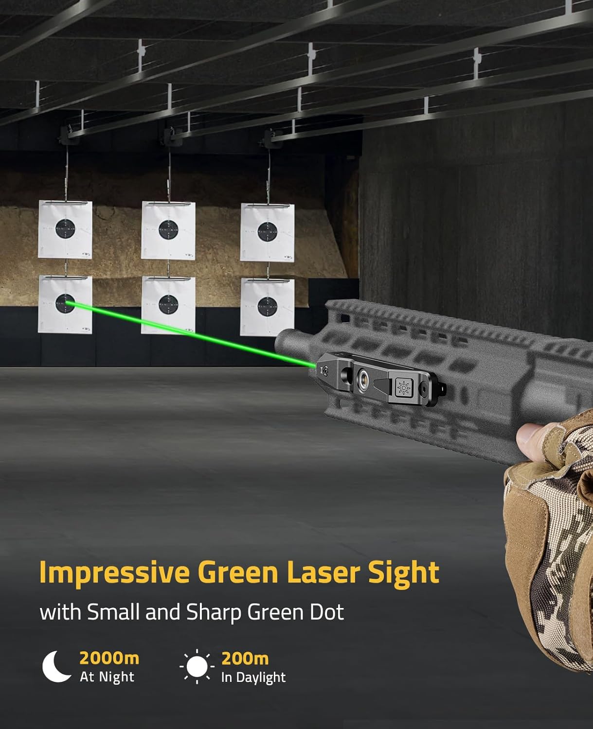 CVLIFE Mira láser verde compatible con riel M-Lok Picatinny, mira láser táctica con batería recargable magnética para rifle, capacidad