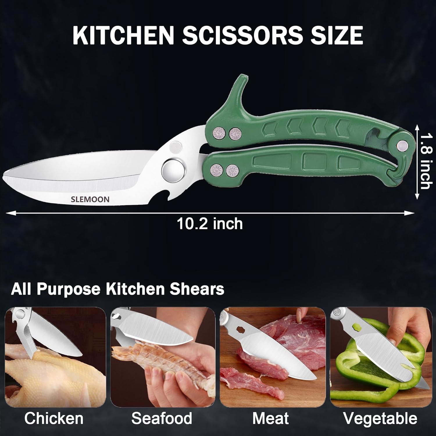 Tijeras de cocina resistentes para aves de corral para cortar carne, aptas para lavavajillas e inoxidables, tijeras de cocina para pollo, pavo,