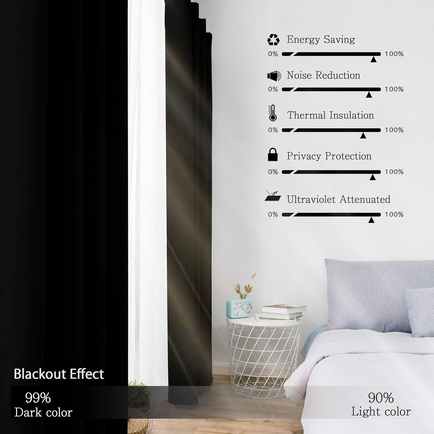 WONTEX Cortinas opacas con bolsillo para cortinero para dormitorio, aislamiento térmico, ahorro de energía y reducción de ruido, paneles de cortina