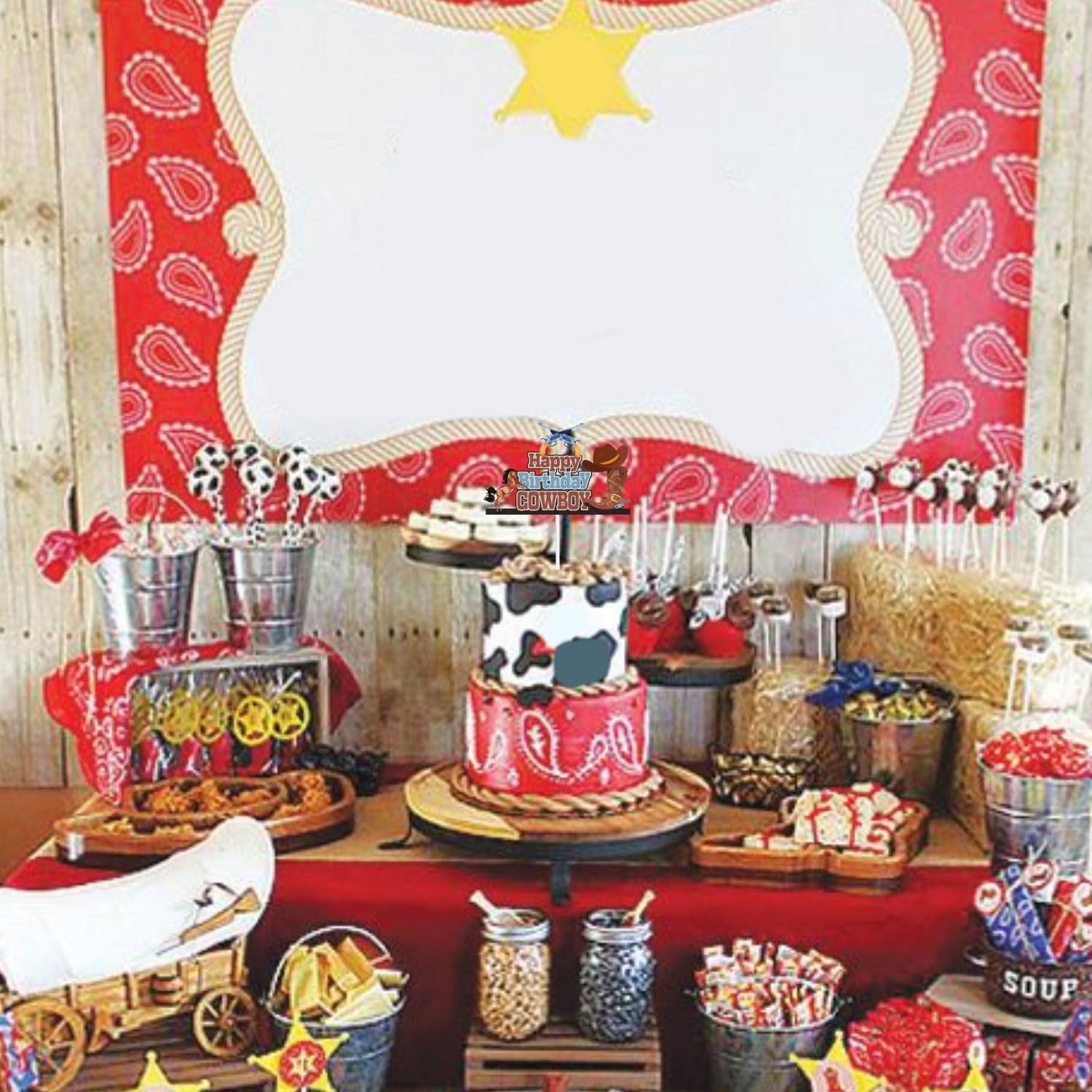Decoración para pastel de fiesta de cumpleaños del sheriff del salvaje oeste es perfecta como una fiesta de cumpleaños temática de vaquero, fiesta