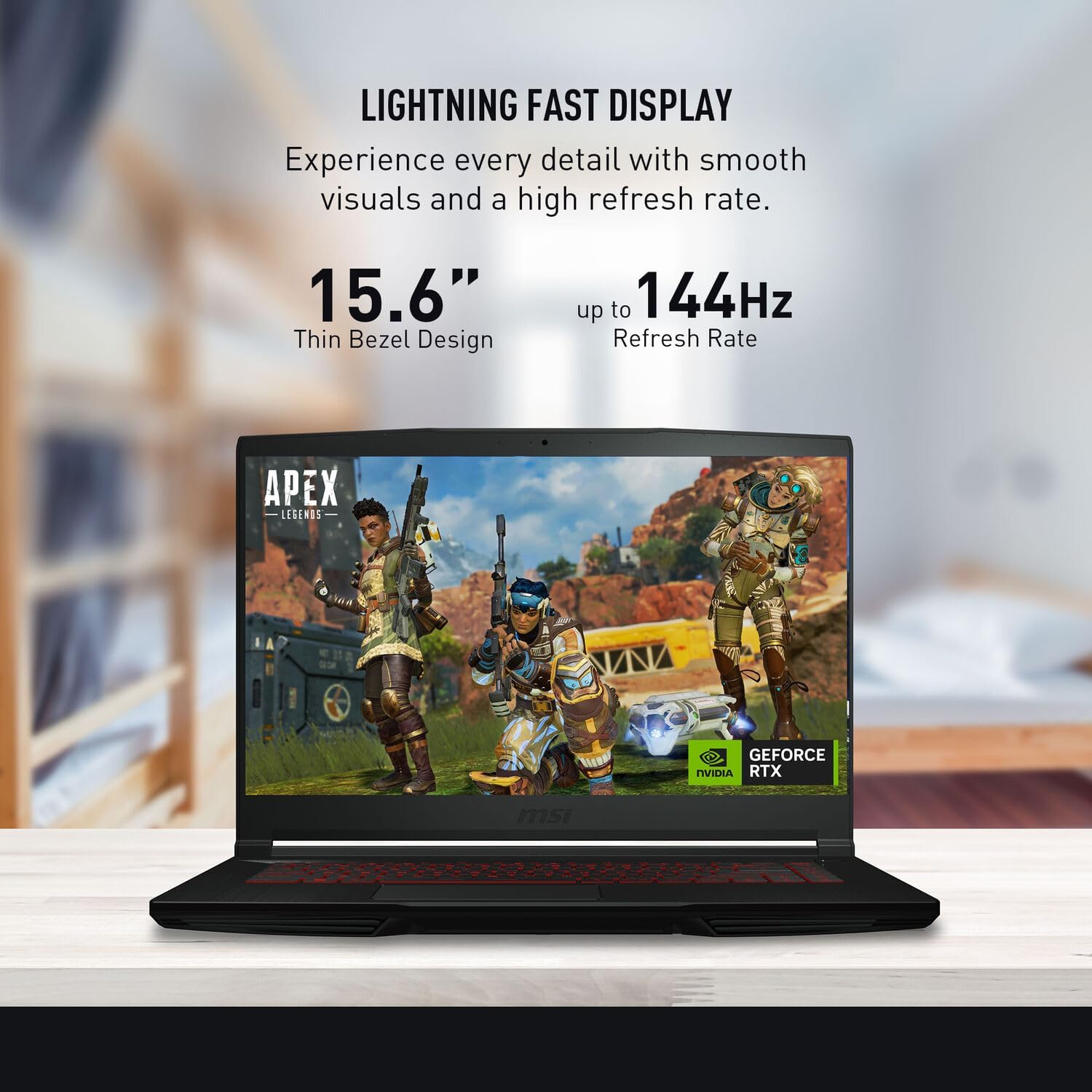 MSI Portátil para juegos GF63 delgado, pantalla FHD de 15.6 pulgadas, 144 Hz, Intel Core i5-12450H de 12 generación, NVIDIA GeForce RTX 4050, 16 GB