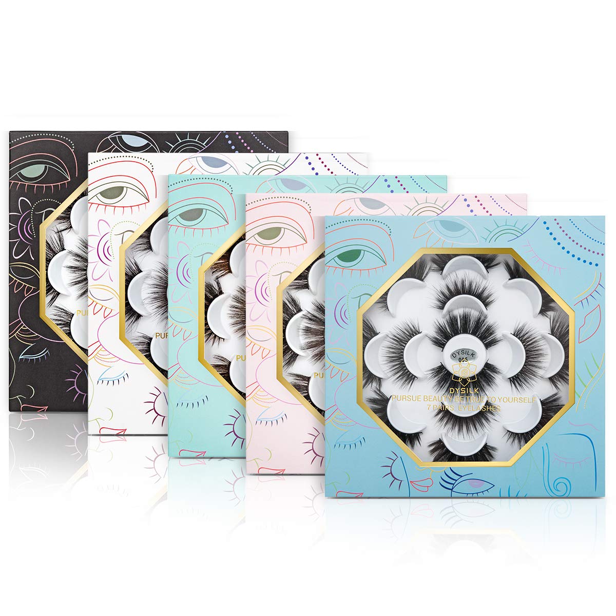 DYSILK Pestañas postizas naturales de visón 6D, aspecto dramático, pestañas postizas esponjosas, extensión de maquillaje, pestañas largas hechas a
