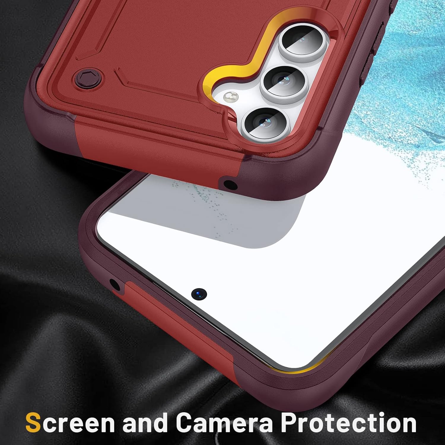 Funda para Samsung Galaxy A54 5G con protector de pantalla, policarbonato de doble capa + parachoques suave, grado militar, resistente, a prueba de