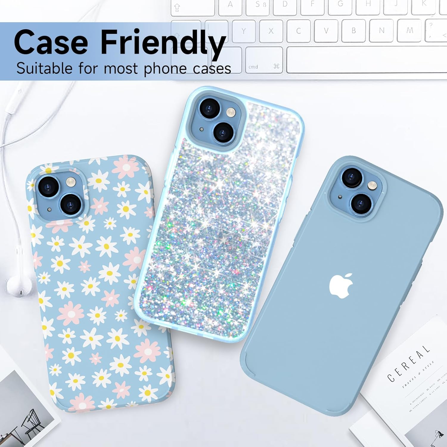 YWXTW Protector de lente de cámara para iPhone 15 PlusiPhone 15, anillo de metal antiarañazos, protector de pantalla de vidrio templado para
