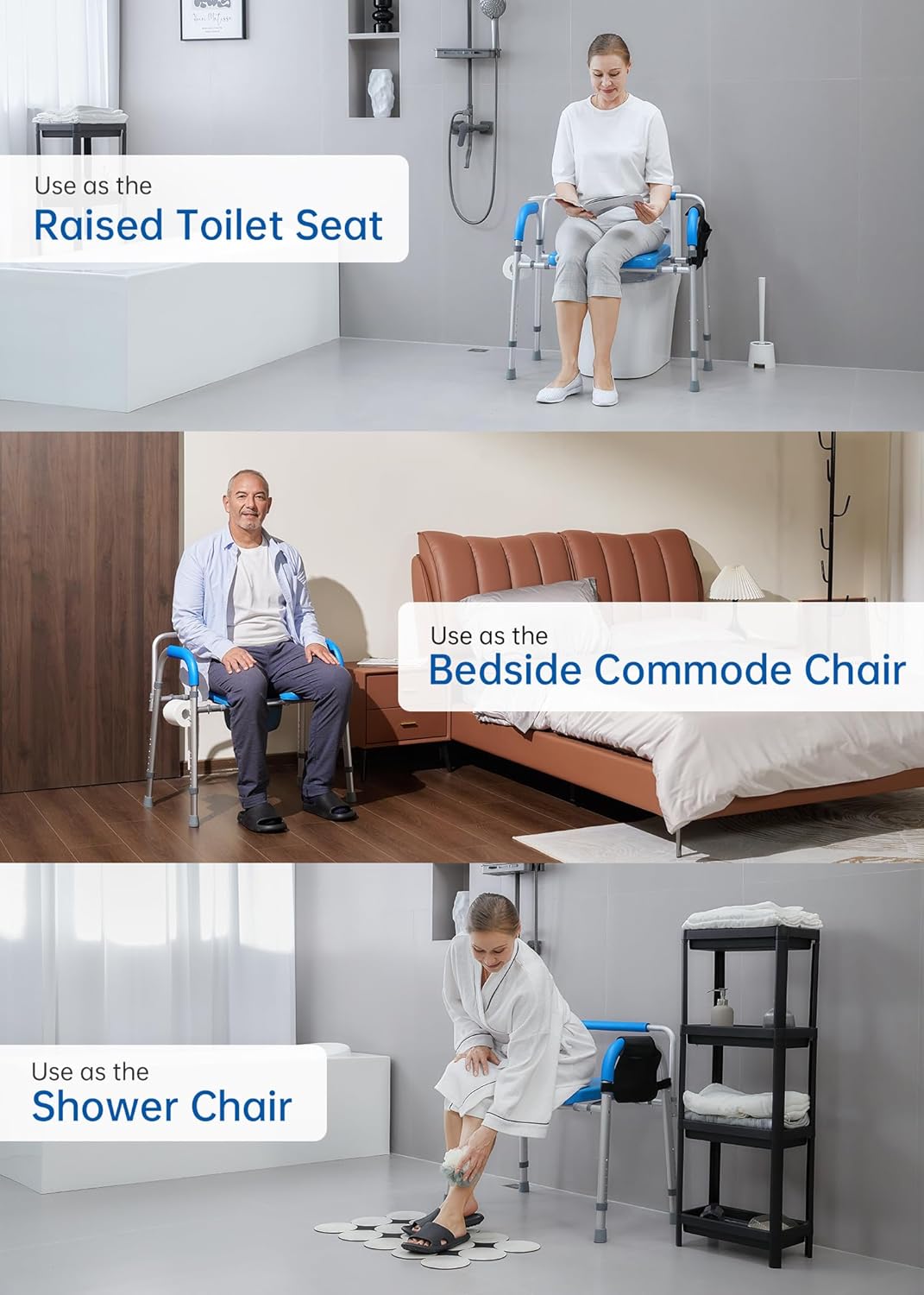Asiento de inodoro elevado de alta resistencia con reposabrazos y respaldo, elevador elevado de asiento de inodoro 450 libras, silla médica de