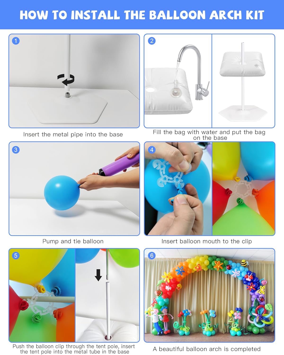 TEKXYZ Kit de soporte para arco de globos, marco de arco de globos ajustable de 10 pies de ancho y 7.5 pies de alto, ideal para decoraciones de