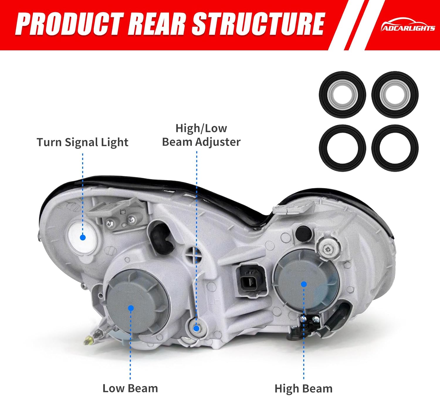 Compatible con faros Hyundai Sonata 2002 2003 2004 2005 para faros delanteros Sonata 02 03 04 05 con carcasa cromada, par de repuesto de lentes
