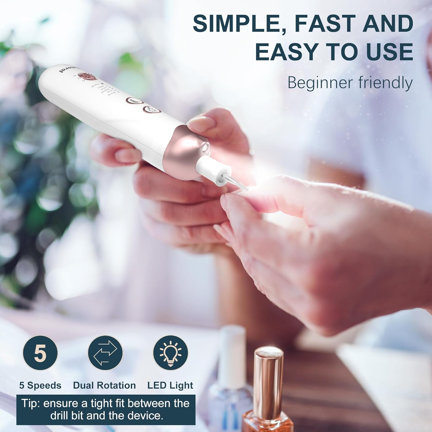 Eletorot Juego de limas eléctricas de uñas, 8 en 1, kit profesional de manicura y pedicura, herramientas de pedicura inalámbricas para pies, máquina