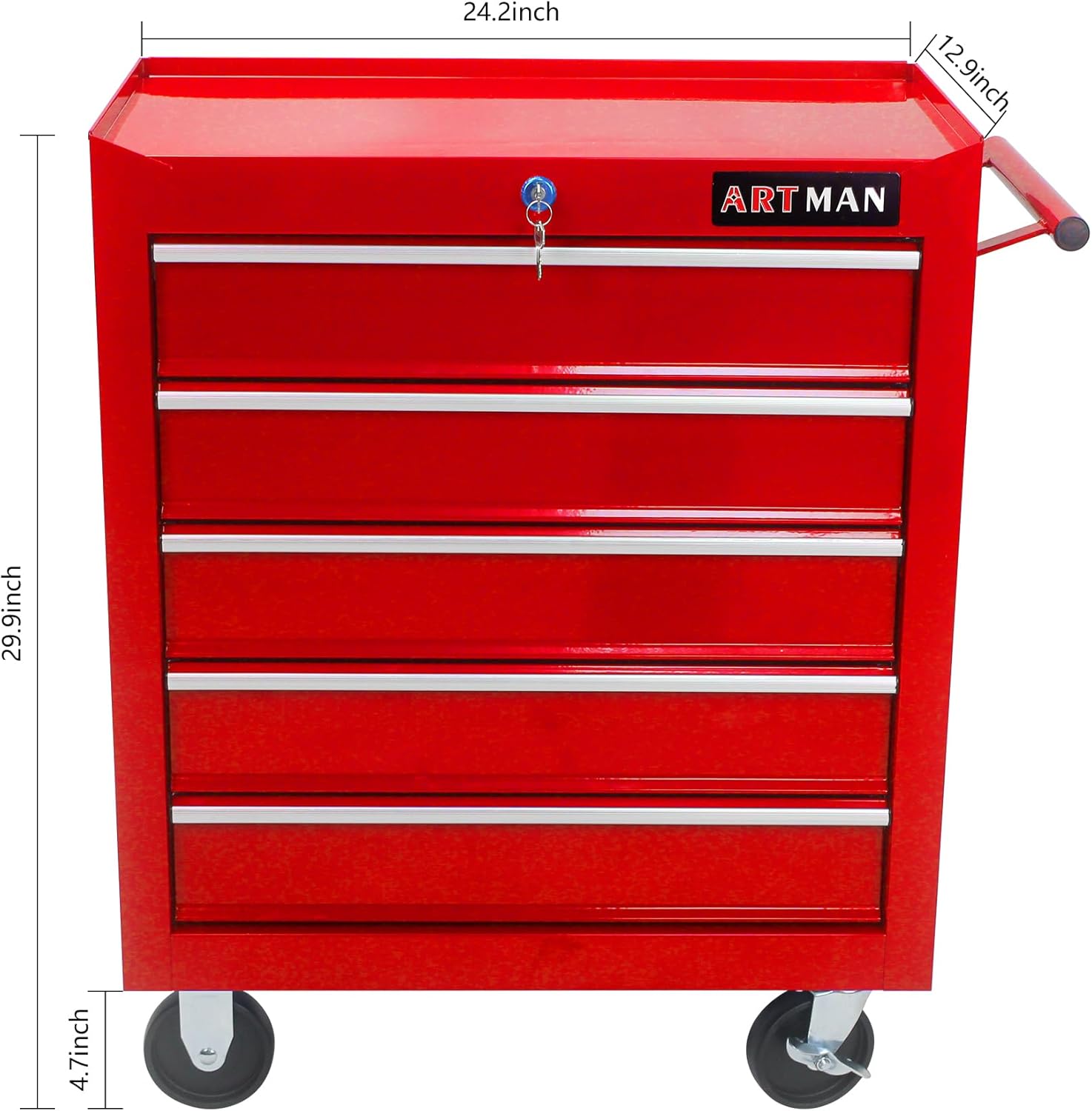Carrito de herramientas de 5 cajones grandes con ruedas, caja de herramientas rodante, organizador de herramientas para garaje, almacén, taller,