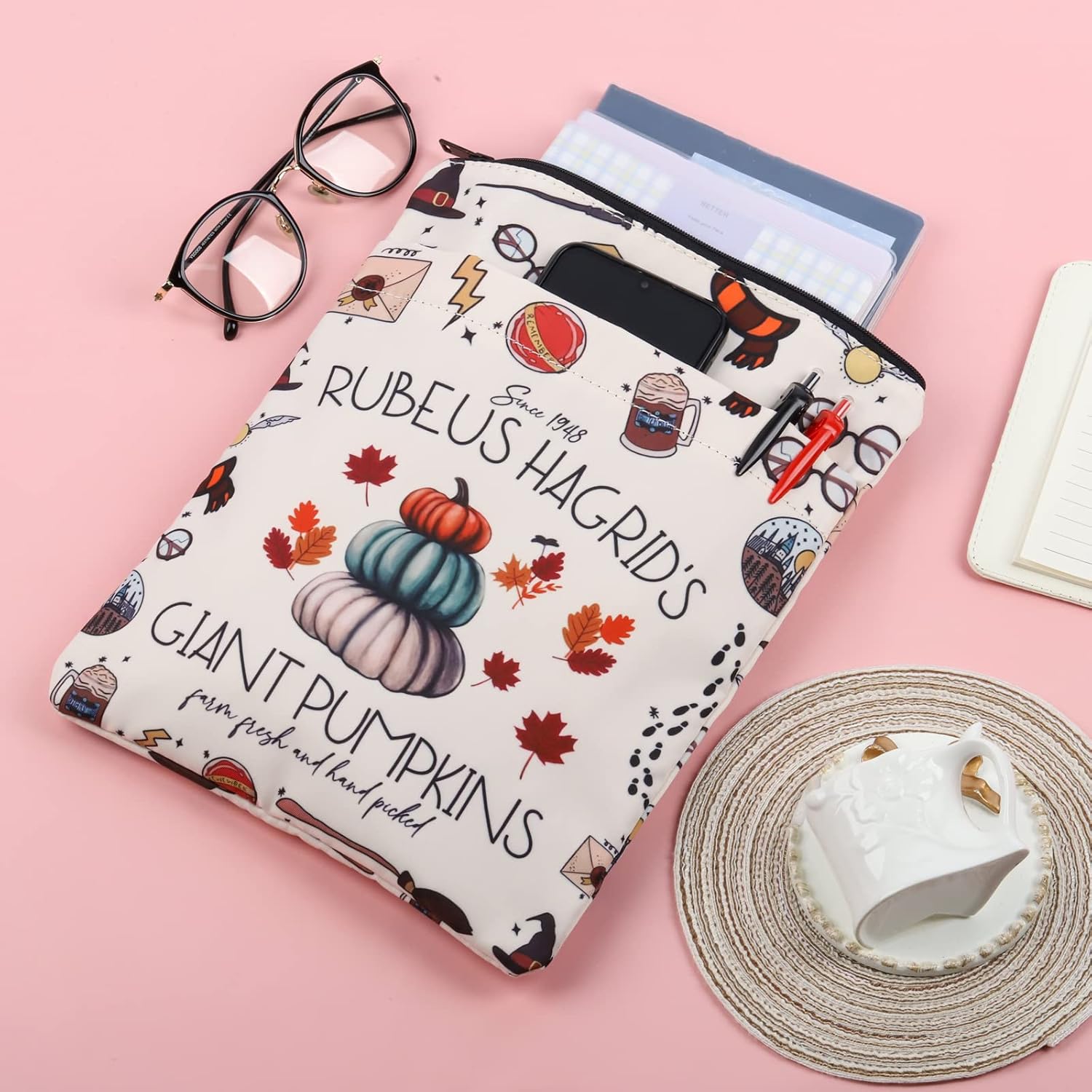 BLUPARK HP Inspired Book Sleeve HP Potter Regalos Amantes de los libros Fundas de libro para libros de tapa blanda Potter Merch Regalo, Blanco