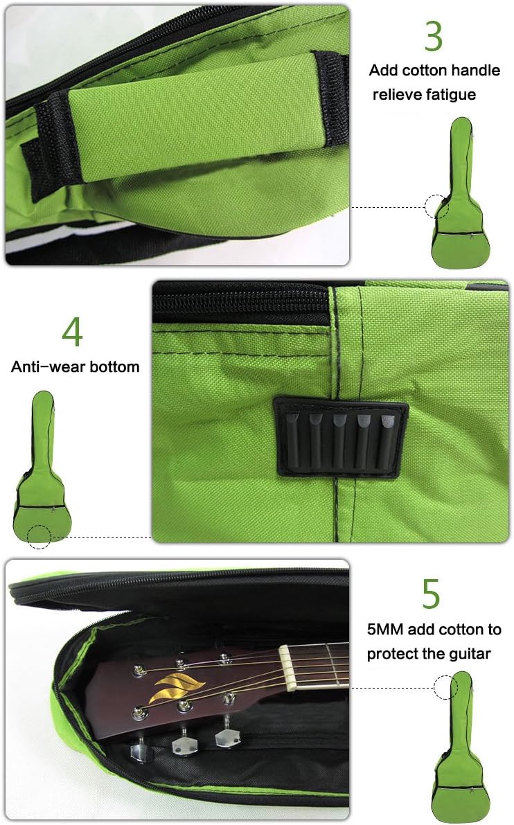 HOT SEAL Funda para guitarra convencional de 0.197 in impermeable, duradera, colorida con almacenamiento (para 40 y 41 pulgadas, naranja)
