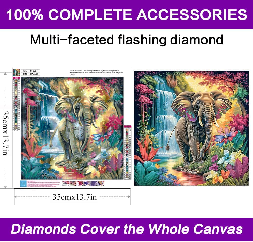 croshom Kits de arte de diamantes de elefante 5D, kits de pintura de diamantes lephant para adultos principiantes, pintura de bricolaje con
