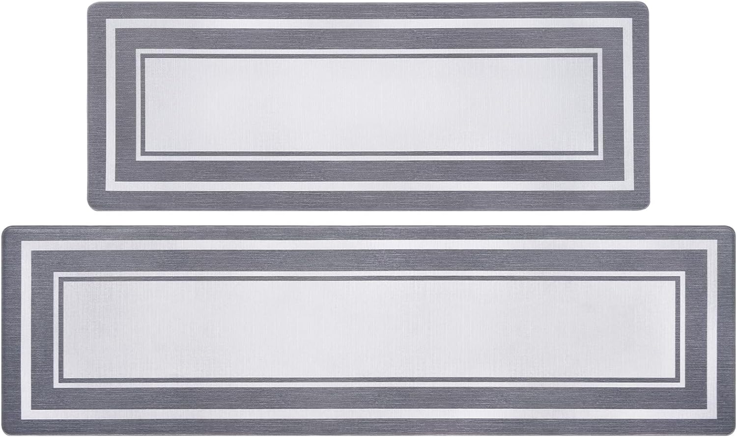ASPMIZ Juego de 2 alfombras de cocina modernas antifatiga, espuma viscoelástica, color gris y blanco, antideslizantes, lavables, a cuadros para el