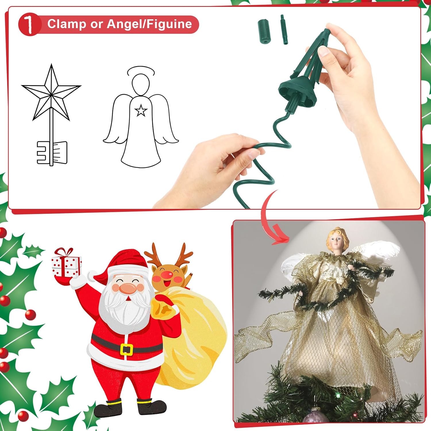 Soporte para decoración de árbol de Navidad, estabilizador universal para árbol de Navidad, adaptador floral para árbol de Navidad, soporte de