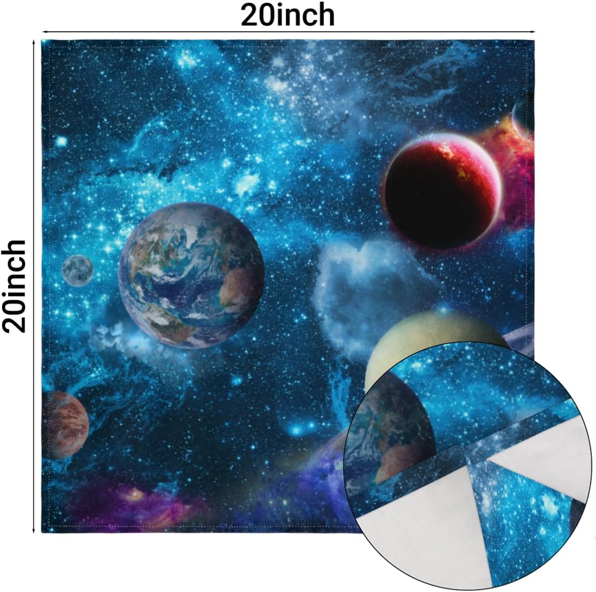 Juego de 6 servilletas de tela con sistema solar de 20 x 20 pulgadas, diseño de planeta del universo, lavables, reutilizables, para cocina,