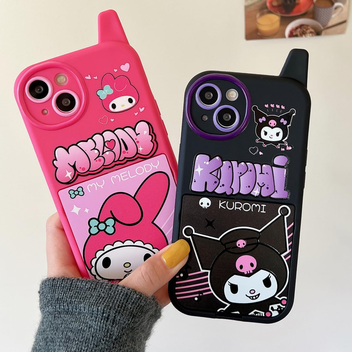 NATEROSO Funda de dibujos animados para iPhone 14 de 6.1 pulgadas, funda retro Kawaii linda con espejo de maquillaje, suave a prueba de golpes,