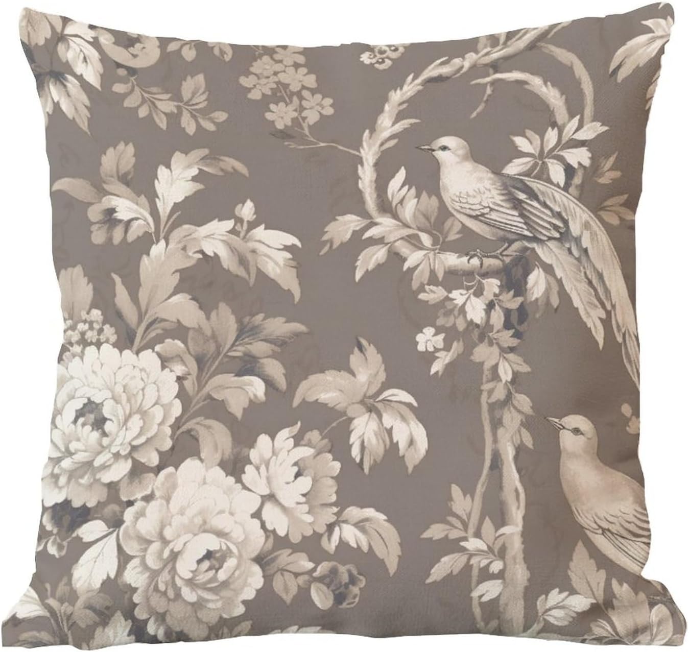 MangGou Fundas de almohada estilo chinoiserie de color tostado floral de 22 x 22 pulgadas, funda de almohada de inspiración asiática Eurosham Accent