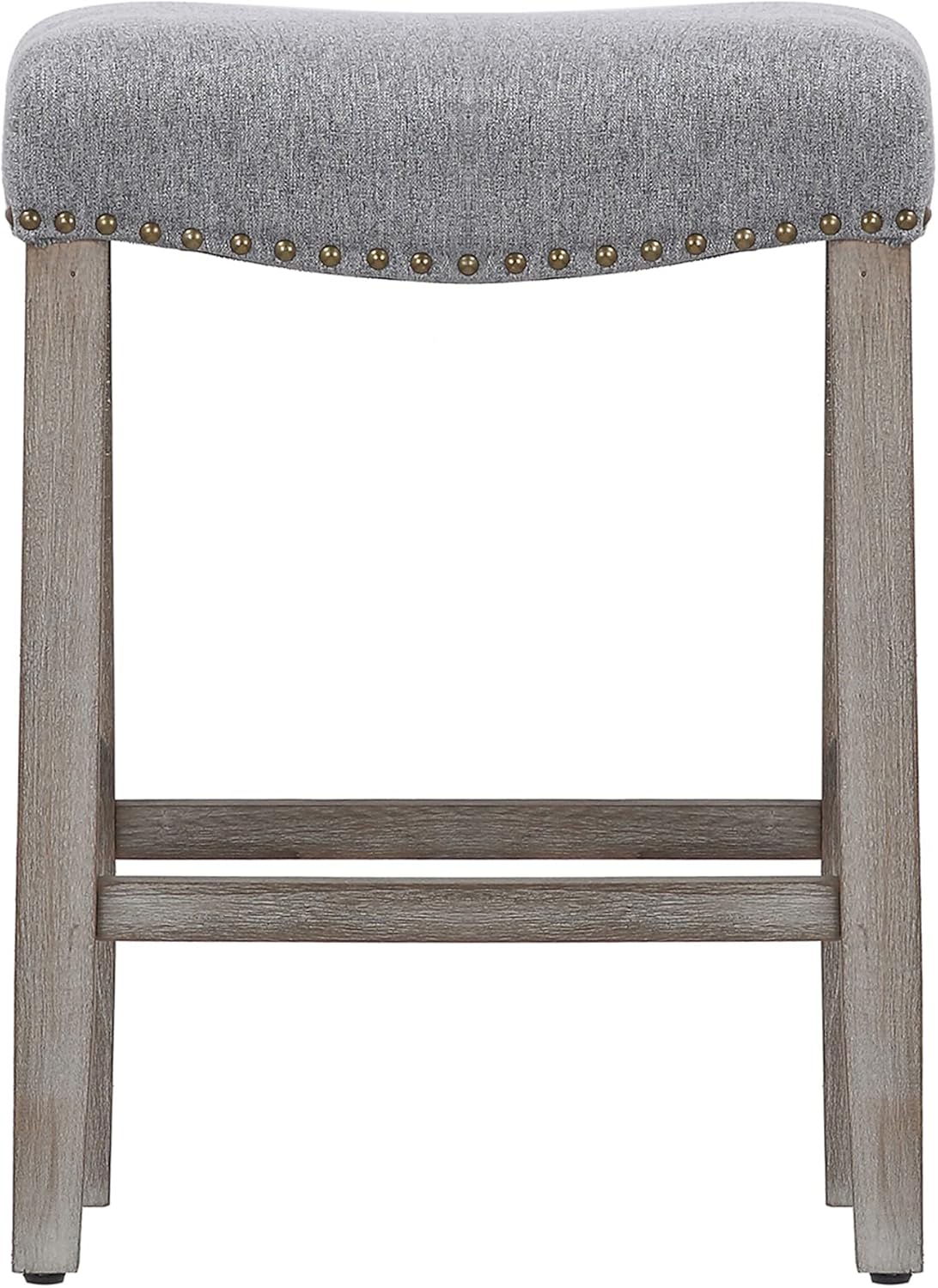 WO Home Furniture Taburete de bar de altura de mostrador de 24 pulgadas, asiento de silla de montar sin espalda, taburete de bar con patas grises