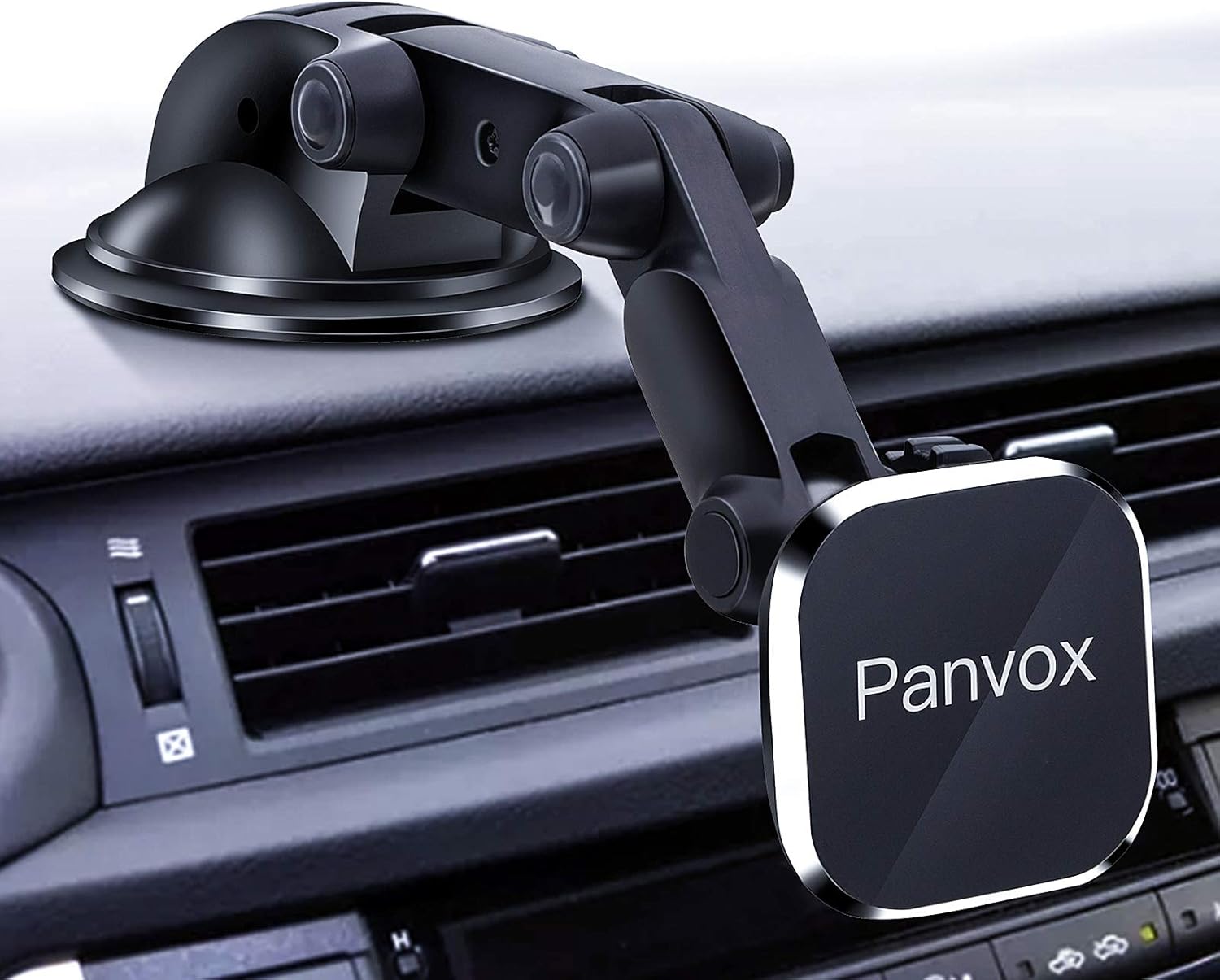 Soporte magnético para teléfono para automóvil, soporte universal para parabrisas de automóvil con ventosa mejorada de 3.2 pulgadas, 8 imanes