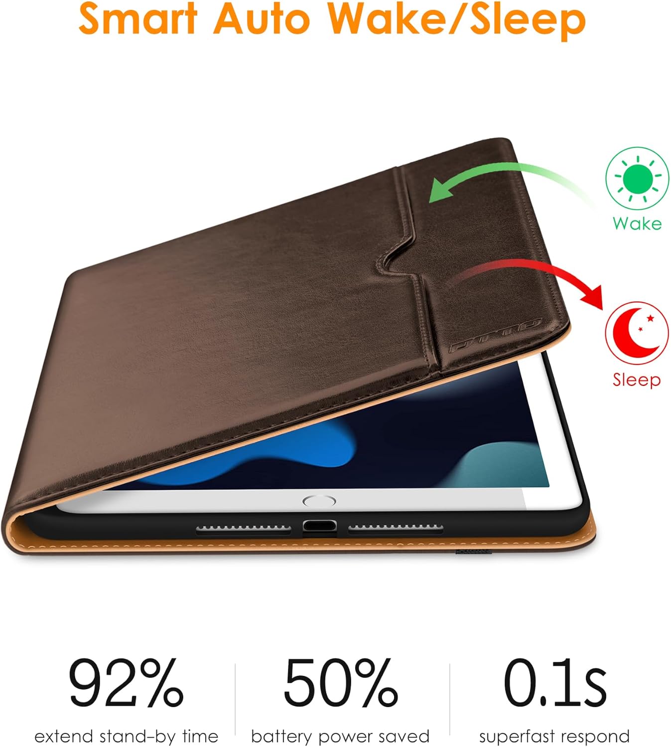 DTTO Funda para iPad de 987 generación de 10.2 pulgadas 202120202019, funda de cuero de alta calidad con soporte para lápiz Apple, encendido y