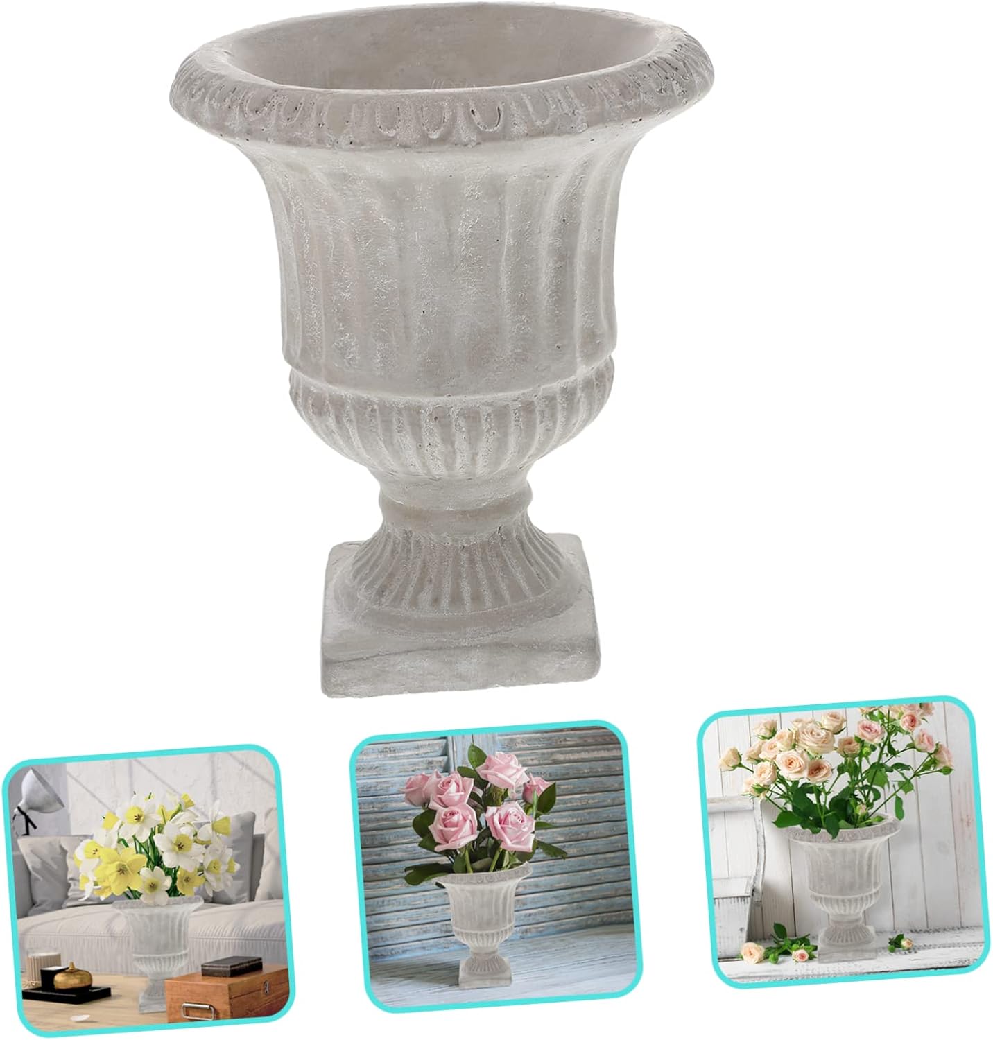 ADOCARN Jarrón de trompeta para exteriores, 1 unidad, retro, suculenta, exhibición, cemento, simple, antiguo, jarrón hidropónico, plantas, botella