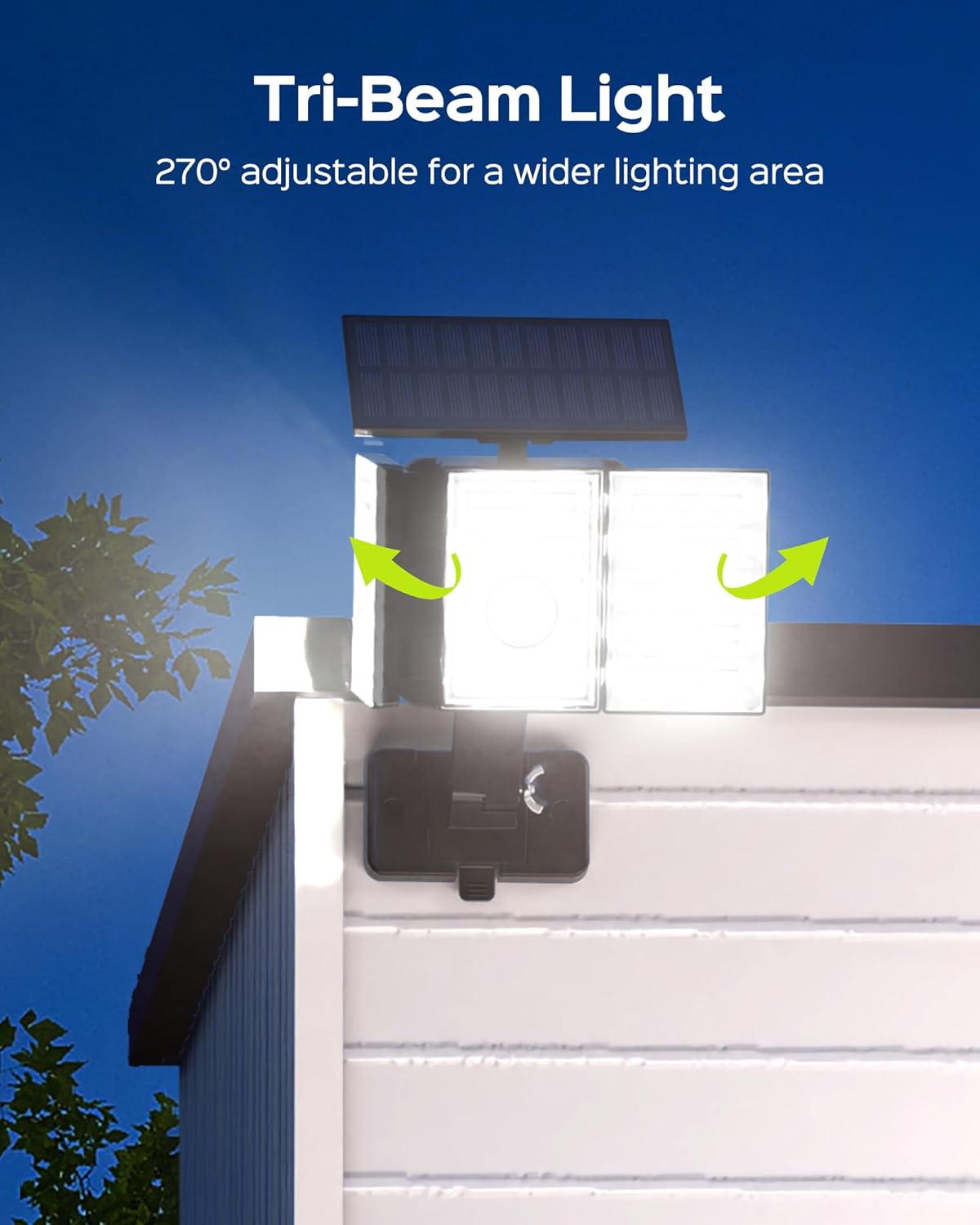 JACKYLED Luces solares para exteriores con sensor de movimiento, 2000 lm, 108 LED, luces solares de inundación para exteriores con control remoto,
