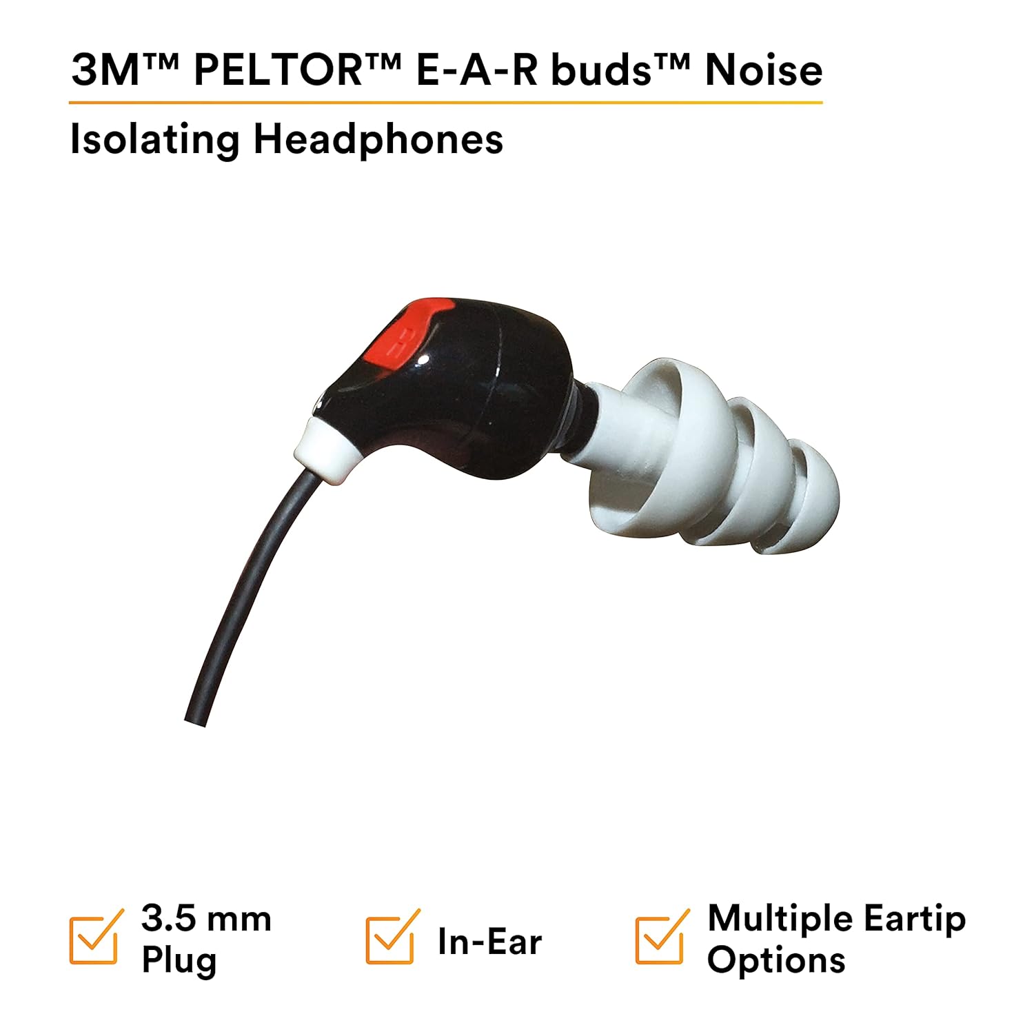 3M Peltor audífono intrauricular, aislante del ruido, auriculares 2600N, metal, plástico y espuma, color negrogris