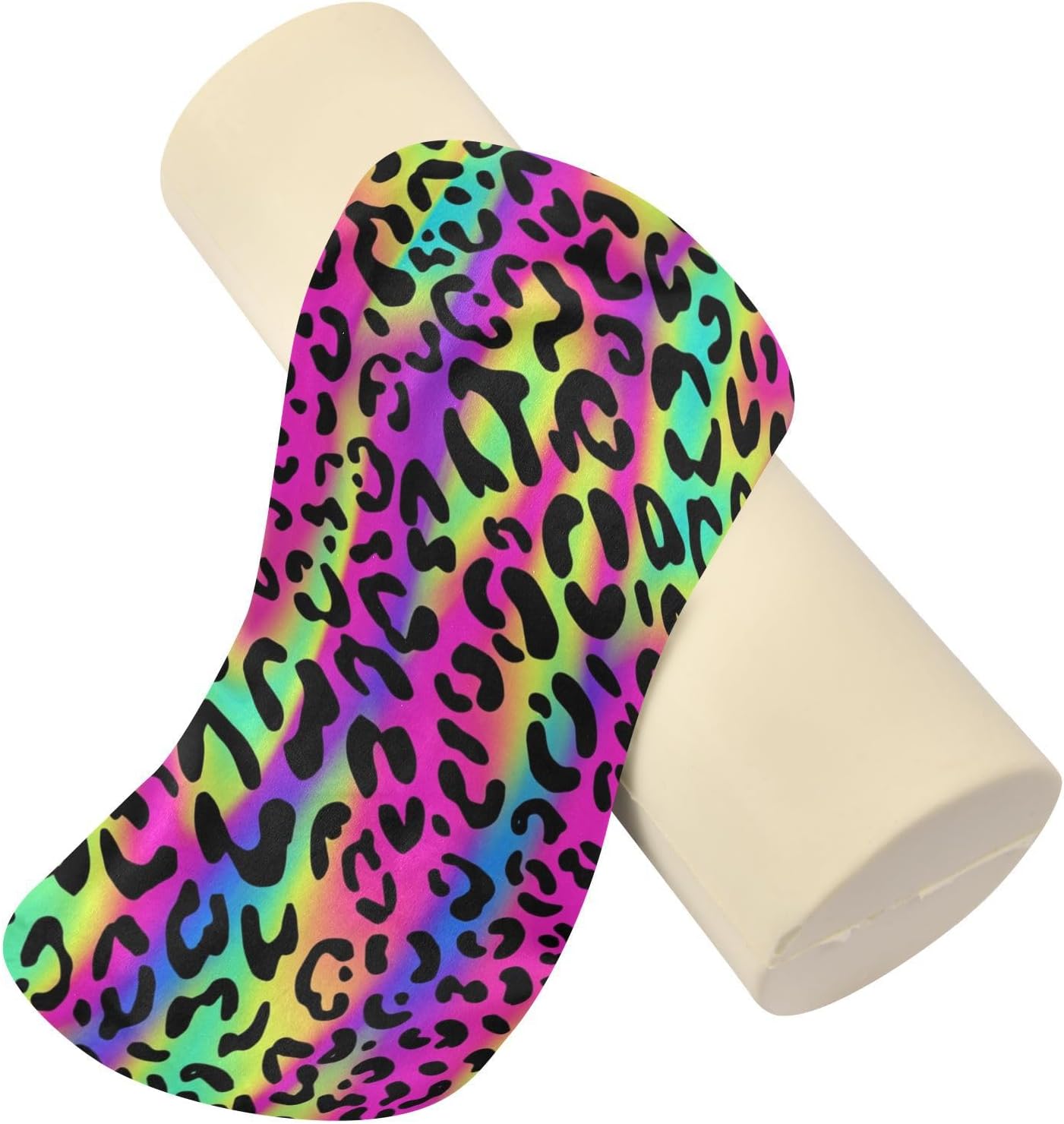 KLL Fluorescent Leopard Long Bolster Pillow Memory Foam Neck Roll Pillow for Sleeping Round Pillow for Neck Cylinder Shaped Pillows Support Pillow