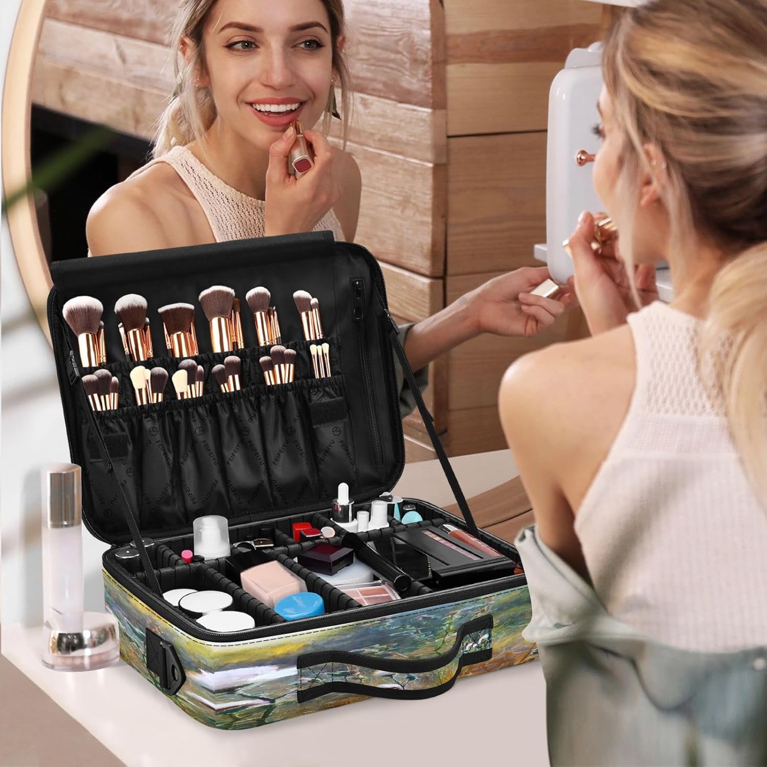Green Grass portable travel makeup cosmetic travel bag for women toiletry bag women makeup bag medium cosmetiquera de viaje para hombre men mens