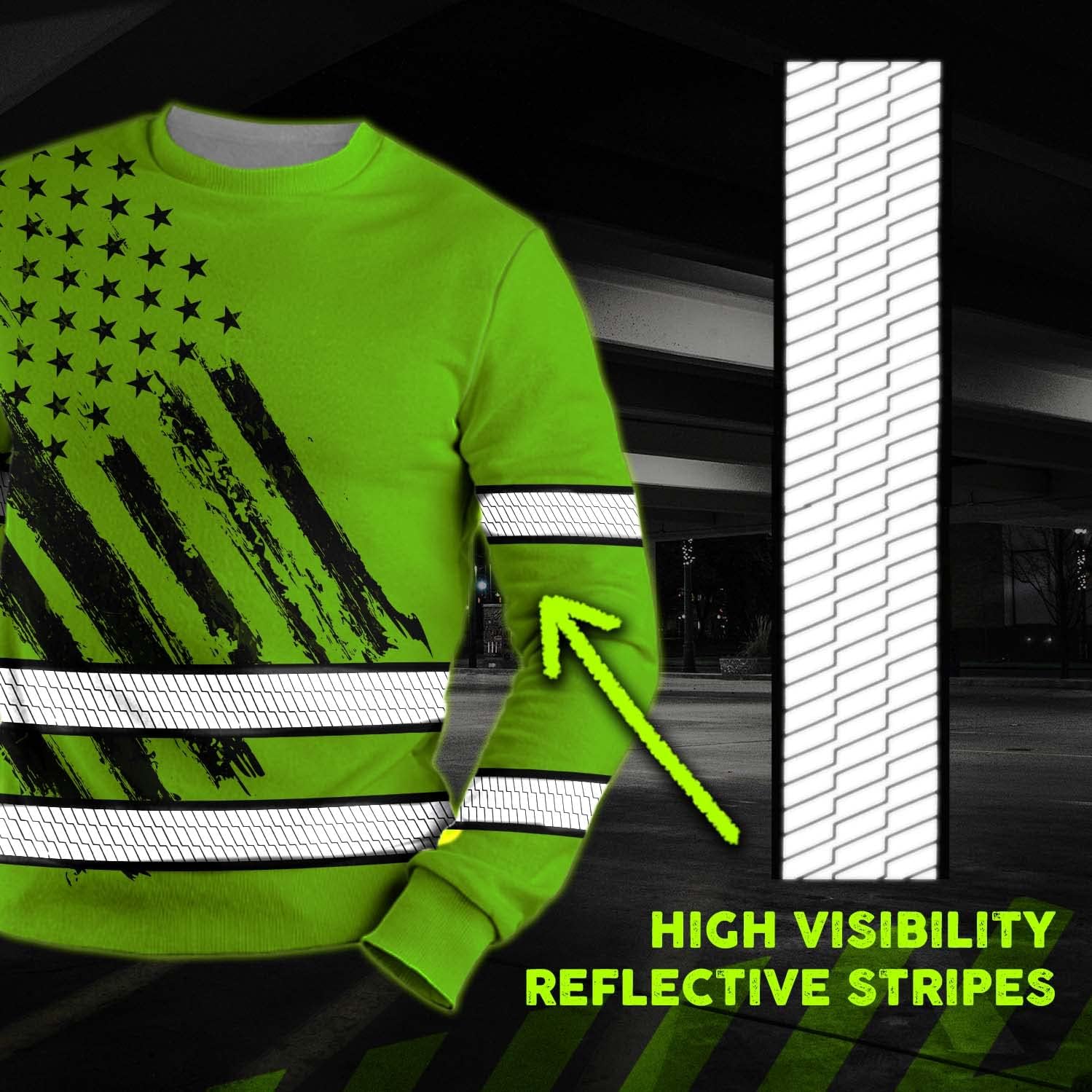 Matedecor Camisa de alta visibilidad de camuflaje con bandera de Estados Unidos para hombres y mujeres, camisas de seguridad reflectantes con nombre
