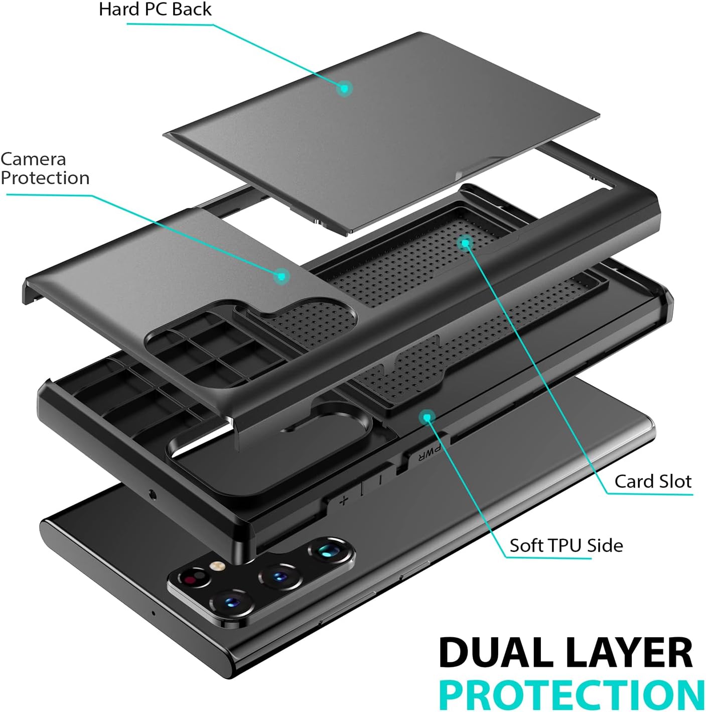 ZUSLAB Funda compatible con funda tipo cartera para Samsung Galaxy S22 Ultra de 6.8 pulgadas 2022, funda para teléfono con tarjetero a prueba de