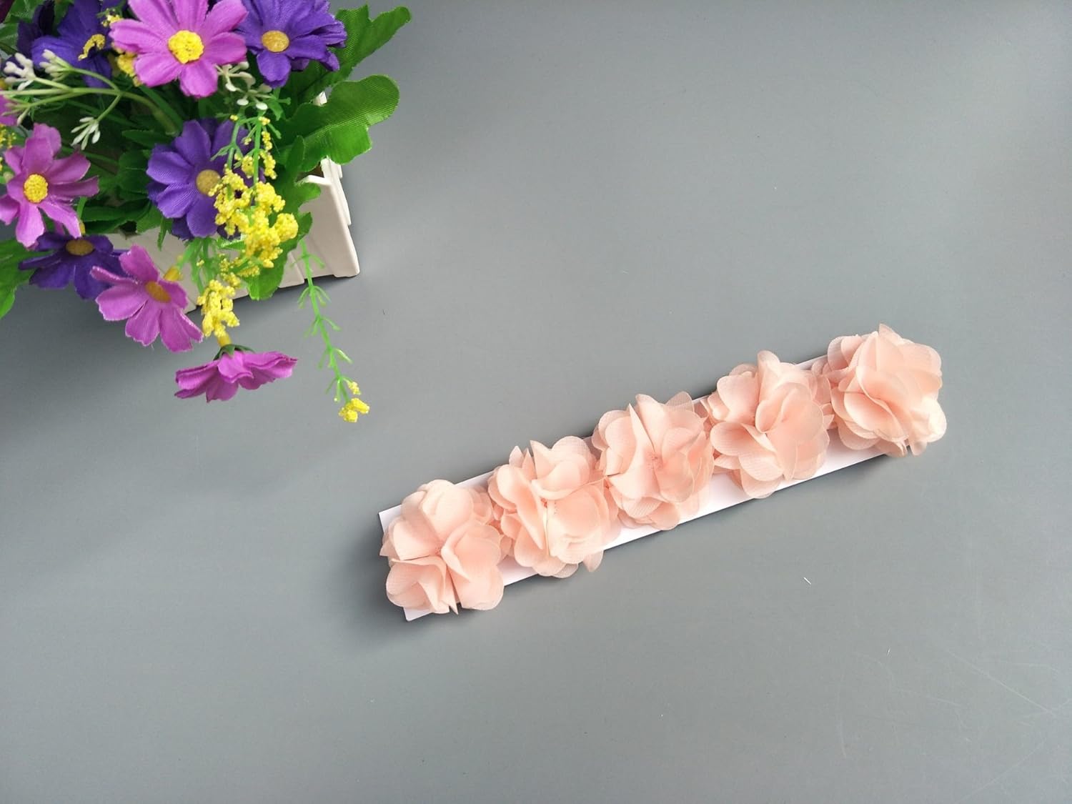 Diademas florales para niñas con cinta de grogrén y estrellas de piel sintética para niños como fiestas, bodas, fotografía, accesorios para el
