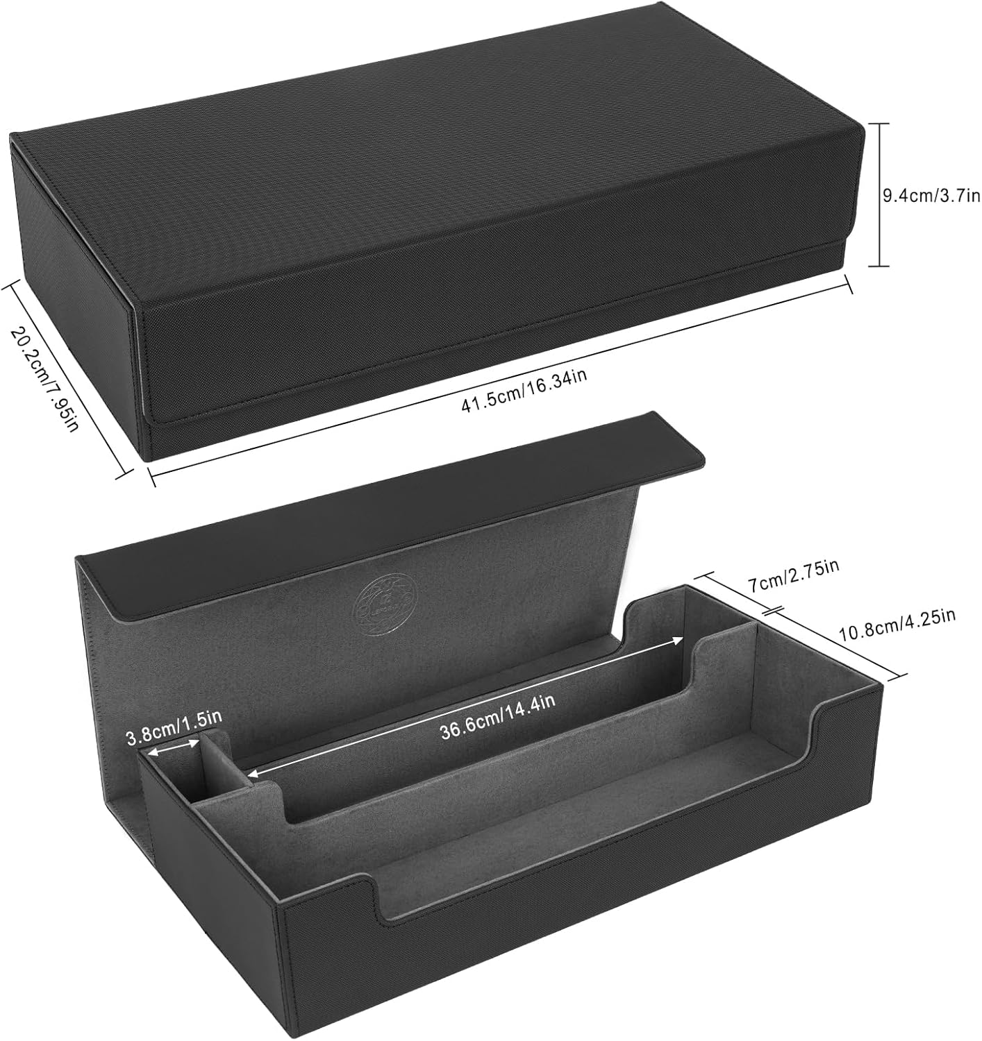 Caja de cartas extra grande, caja de almacenamiento para juegos de cartas de alta calidad, se adapta a 5 mazos con funda de alfombrilla y