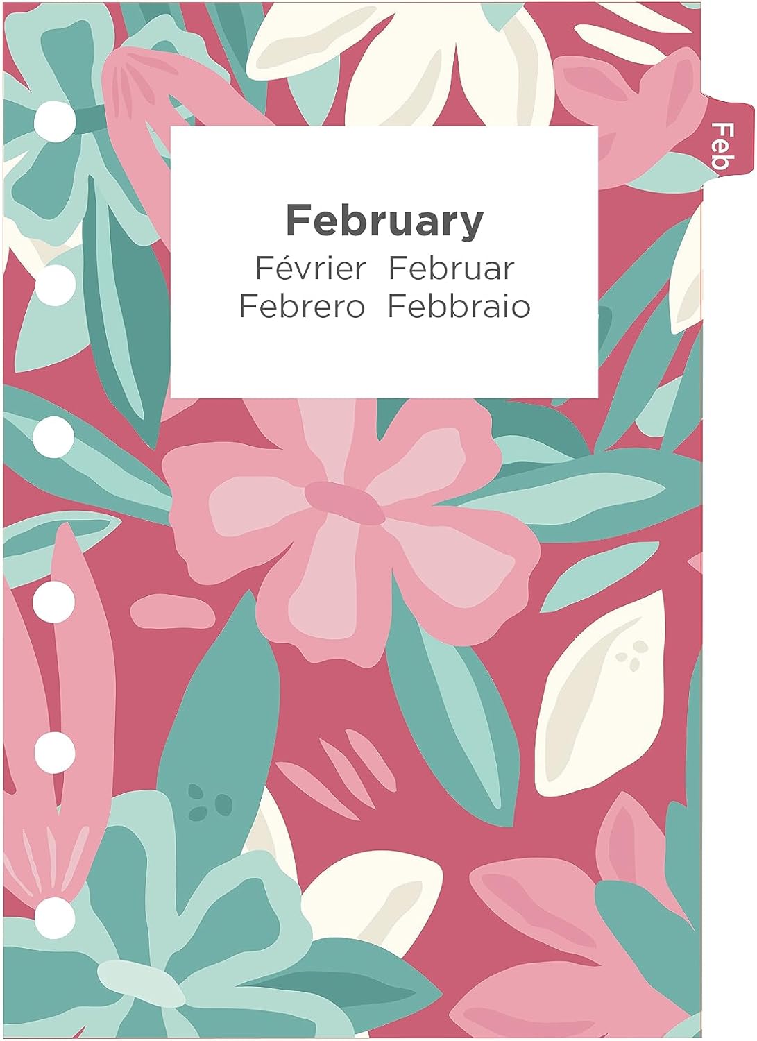 Filofax Recambio de diario de calendario, tamaño de bolsillo, semana a vista, paquete de diario floral ilustrado con diseño de impresión de cuatro