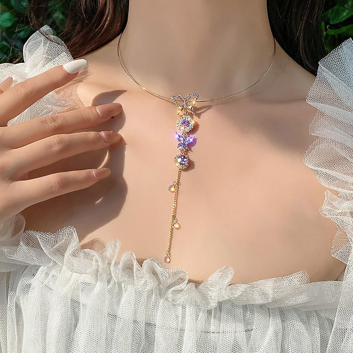 Necklaces for Teen Girls Trendy Girls Diamond Pearl Open Present Tassel Necklace Pendant Rose Pendant Necklace