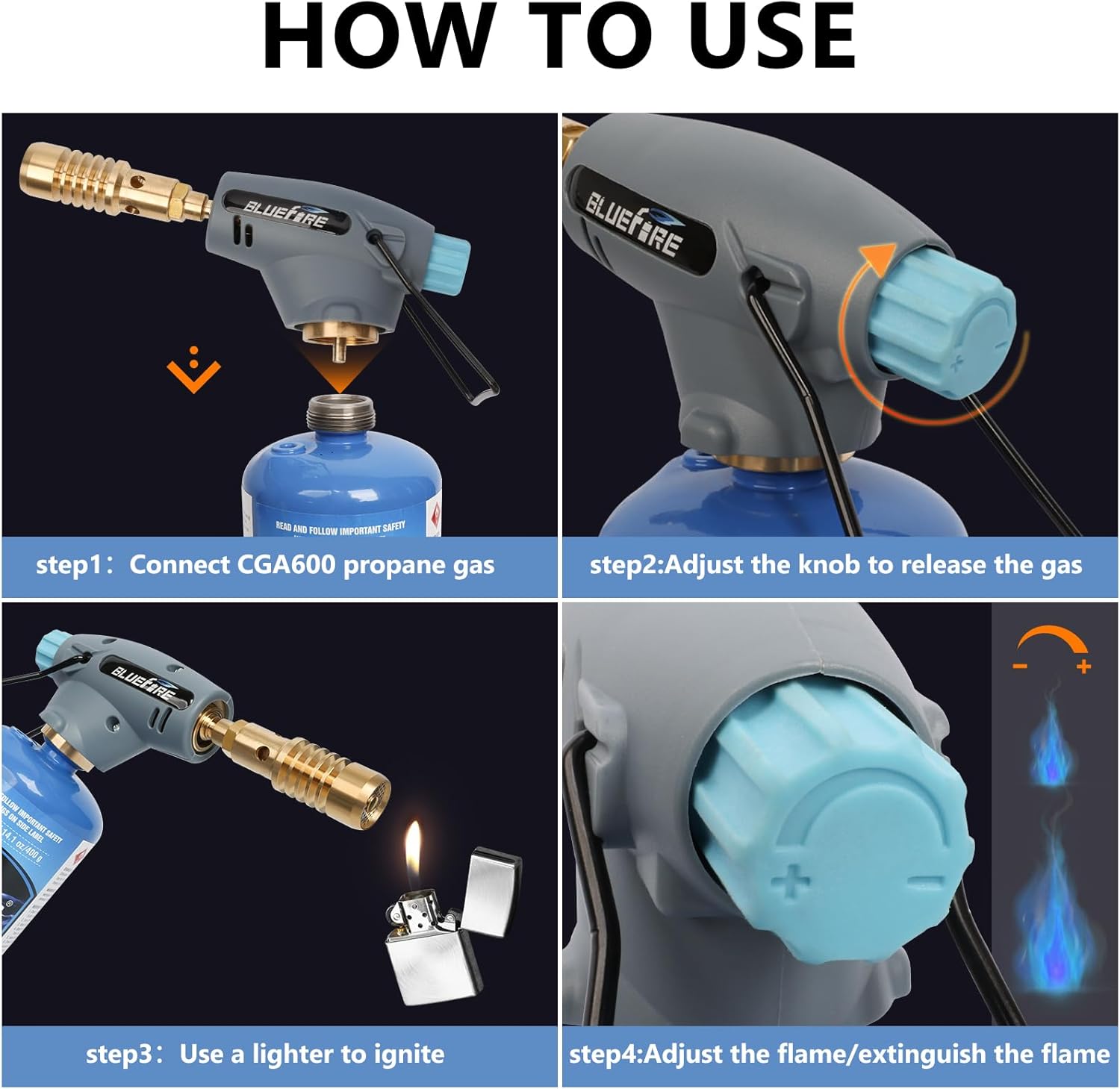 BLUEFIRE MAPP MAP PRO Cilindro de gas de propano para soldadura, reparación de plomería, parrillas de iluminación, parrillas de vidrio, para quitar