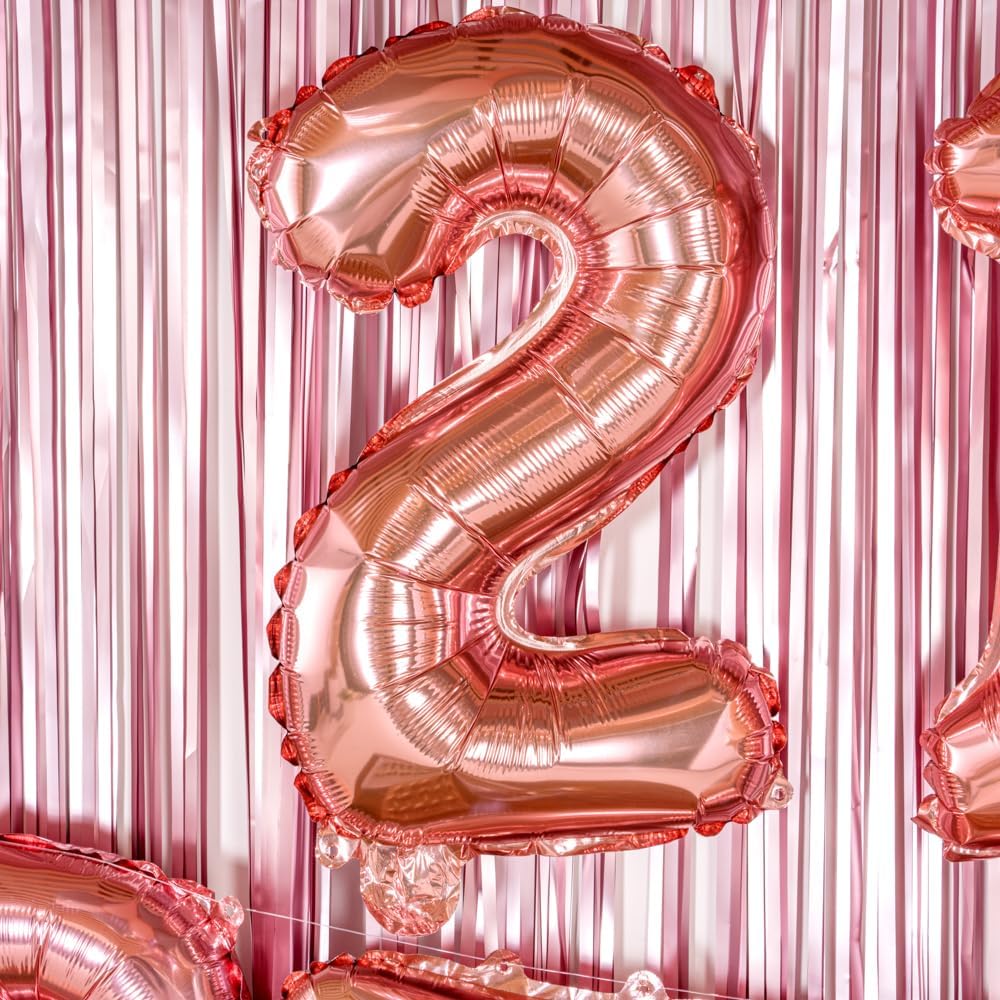 Restaurantware Balloonify – Globo digital de 16 pulgadas para fiesta, color oro rosa y metalizado, con autosellado número 2, a prueba de humedad,