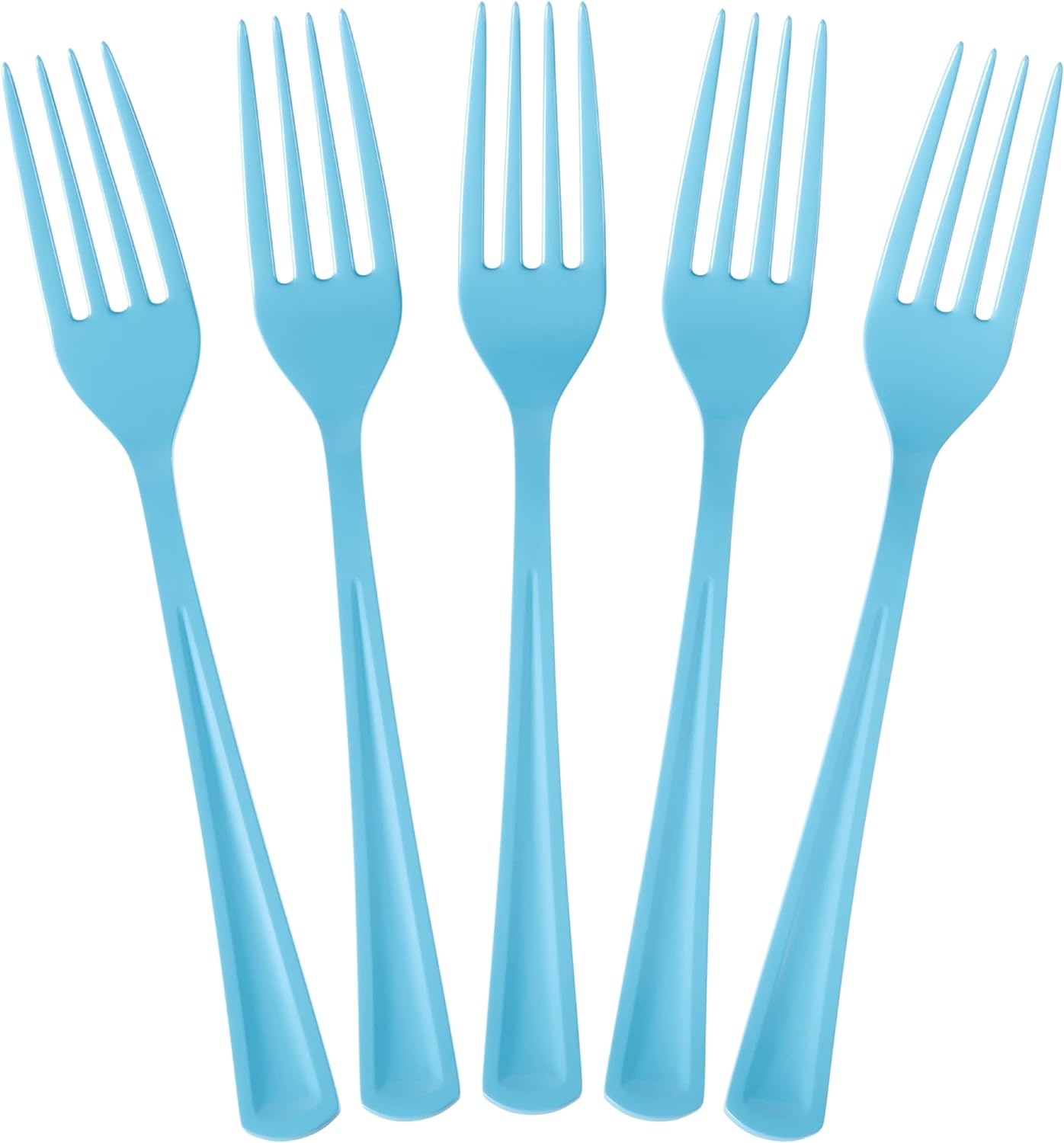 Tenedores desechables de plástico azul claro, 100 piezas, cubiertos desechables de plástico azul claro resistente, cubiertos desechables azul claro,