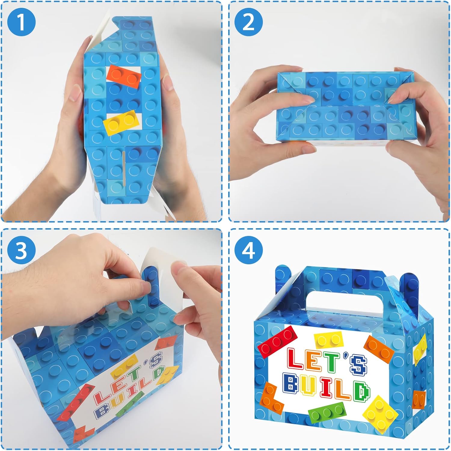 24 piezas de bloques de construcción cajas de regalo para fiesta, ladrillos de color, bolsas de dulces, bolsas de papel de ladrillo, caja de regalo