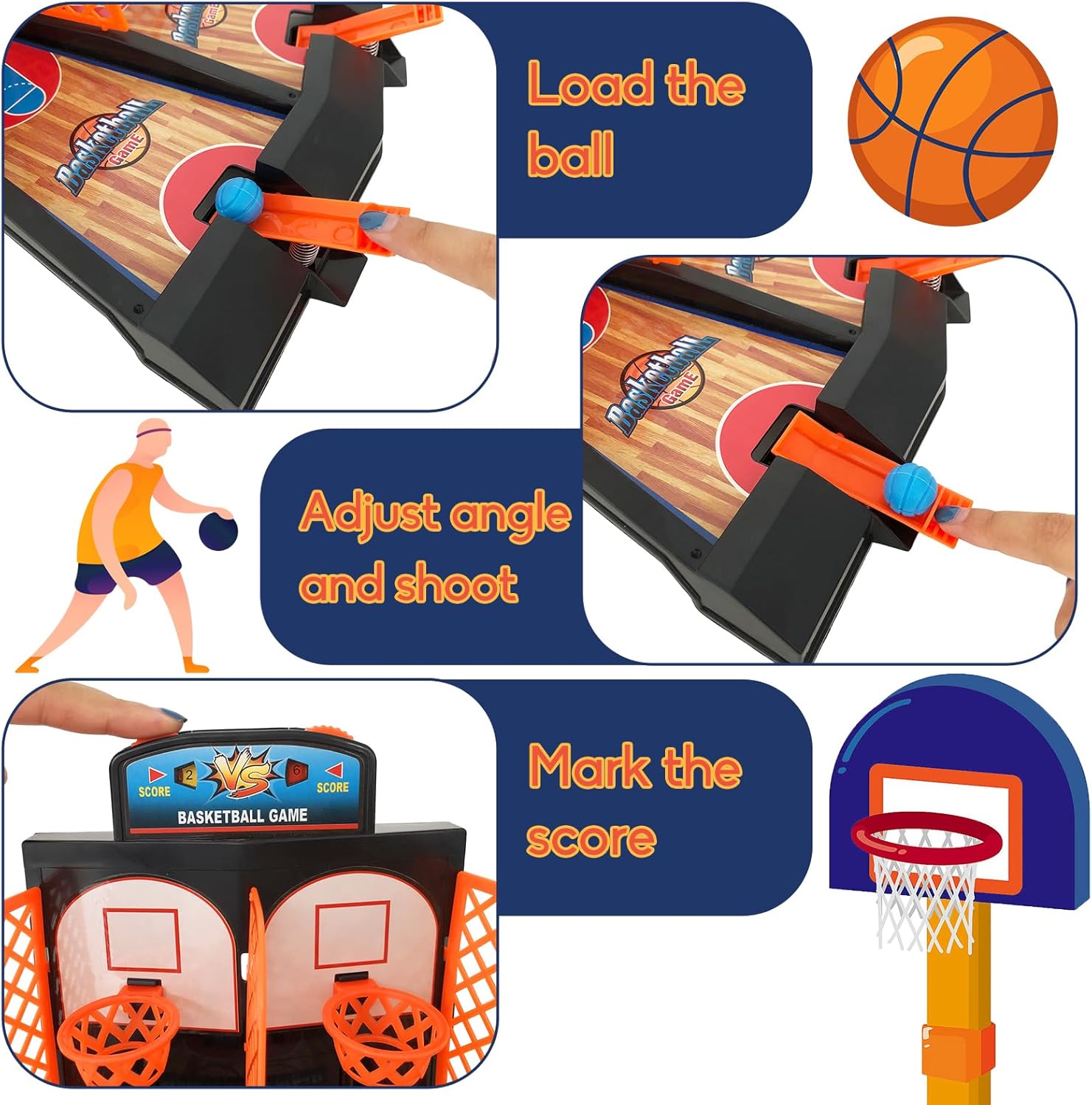 OJYUDD Juego de disparos de baloncesto, juego de baloncesto arcade de escritorio, juego de escritorio de mesa para niños y adultos, juego de aro de