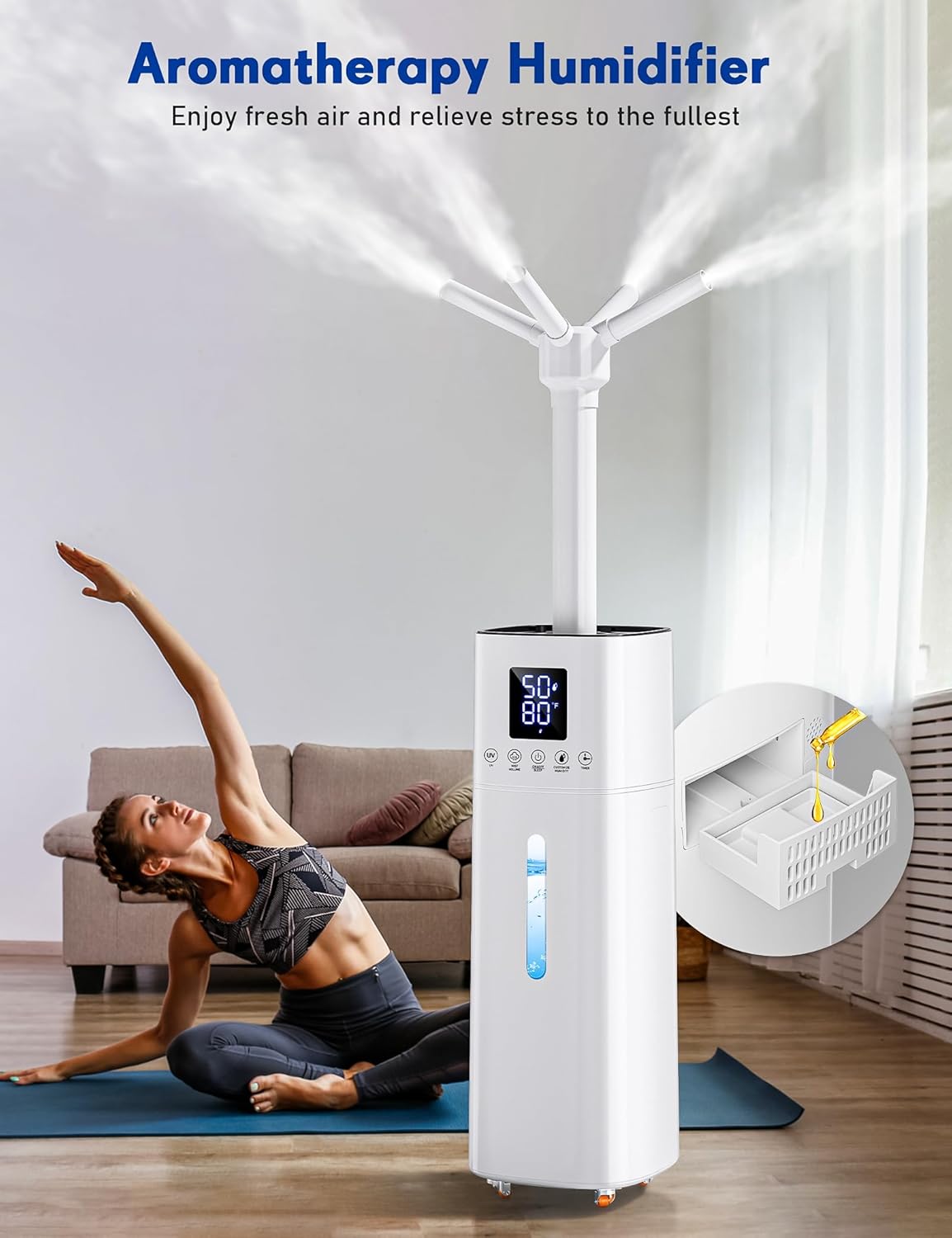 Humidificadores para dormitorio, humidificador de casa completa de 15 litros para 2000 pies cuadrados, humidificador de niebla fría de 20.3 fl ozh