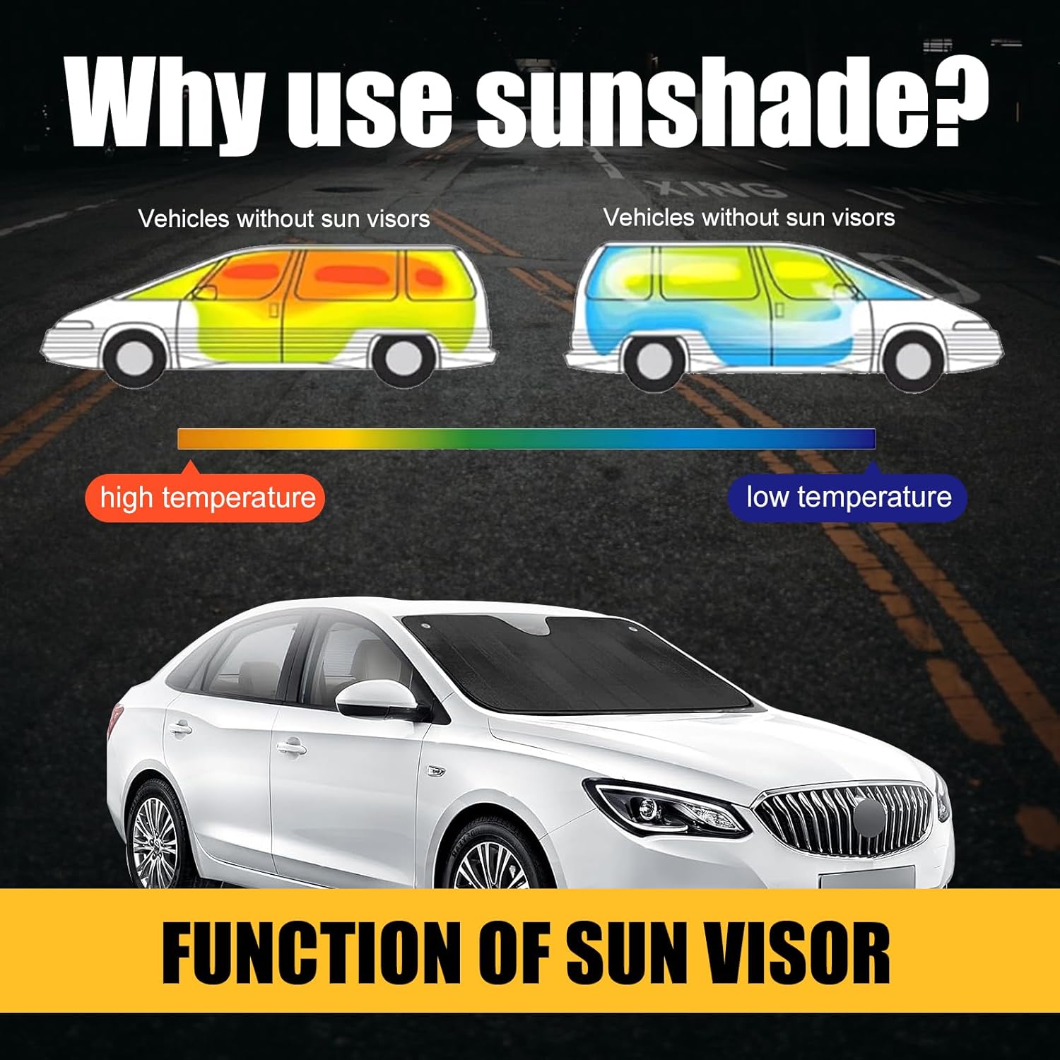 Pack-1 Car Windshield Sun Cover, Keep Your Vehicle Cool, 55.11″ x 27.55″ Double-Sided Universal Heat Insulation, Thicken Foldable Vehicle Window UV