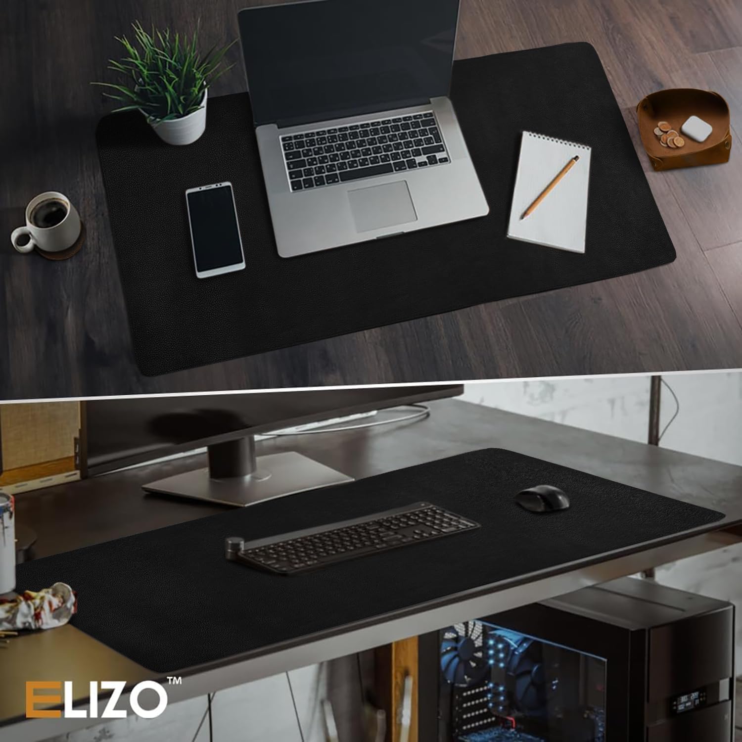 Almohadilla de escritorio de cuero para escritorio, tapete grande de cuero para escritorio, 32 x 16 pulgadas, tapete de escritorio de cuero genuino
