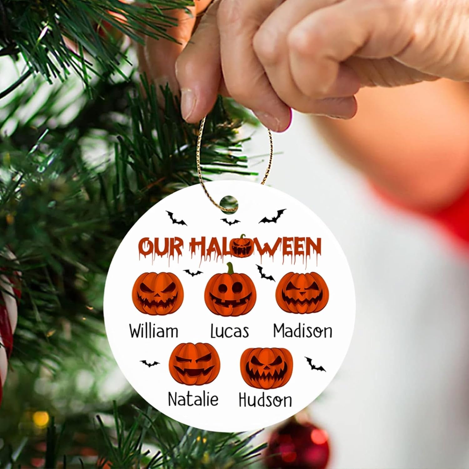 Adorno de Halloween personalizado para miembros de la familia, adorno de calabaza para Halloween, adorno de calabaza espeluznante de Halloween,
